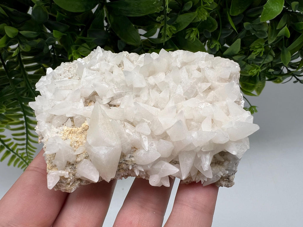 Calcite on Green Quartz: Djurcovo Mine, Bulgaria Healing Crystal