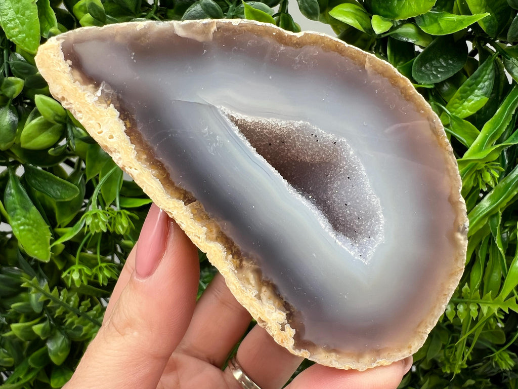 Blue Agate Druzy Geode, Natural Crystal Quartz