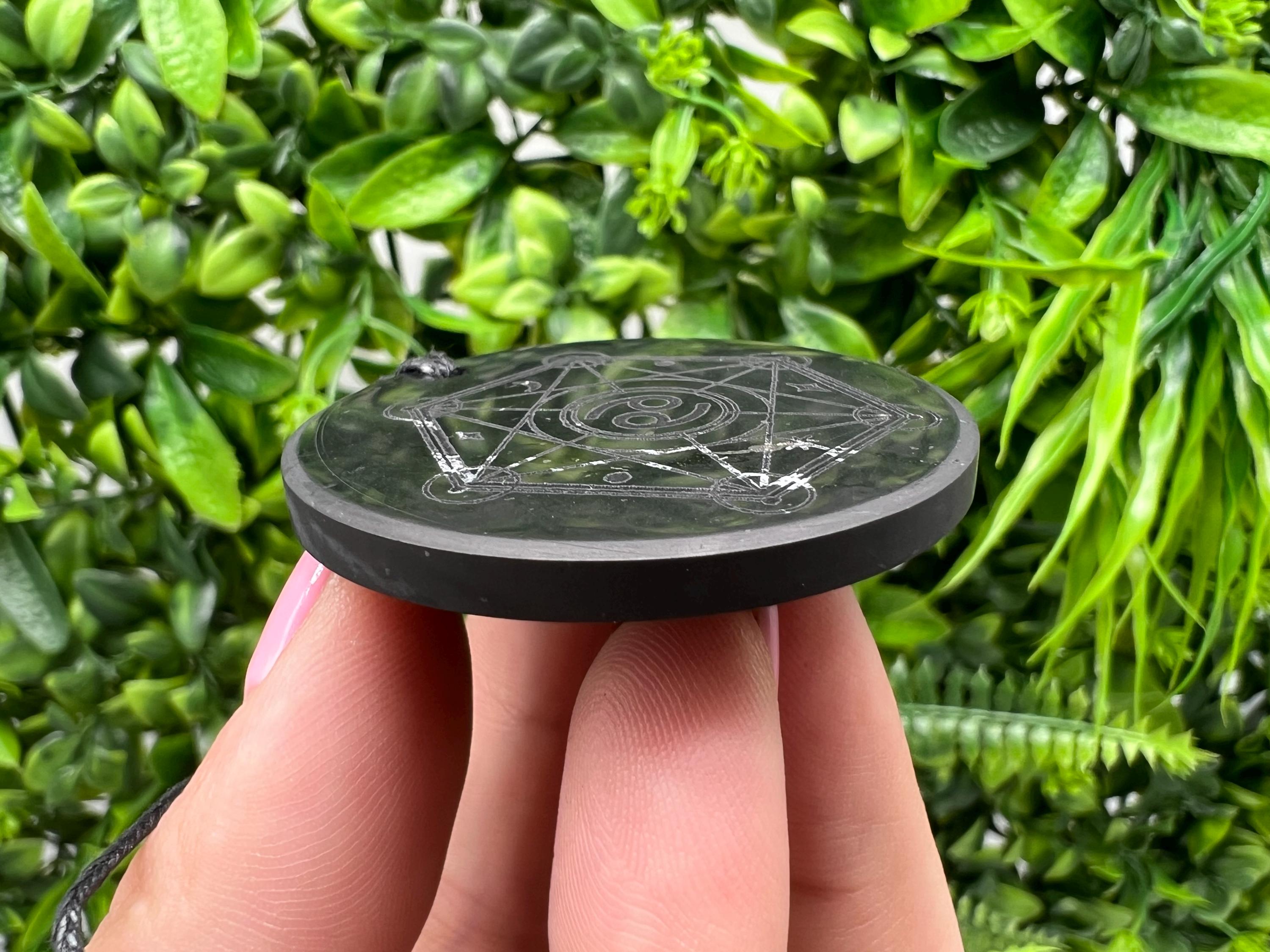 Shungite Zodiac Cancer Pendant Necklace: EMF Protection Healing Stone