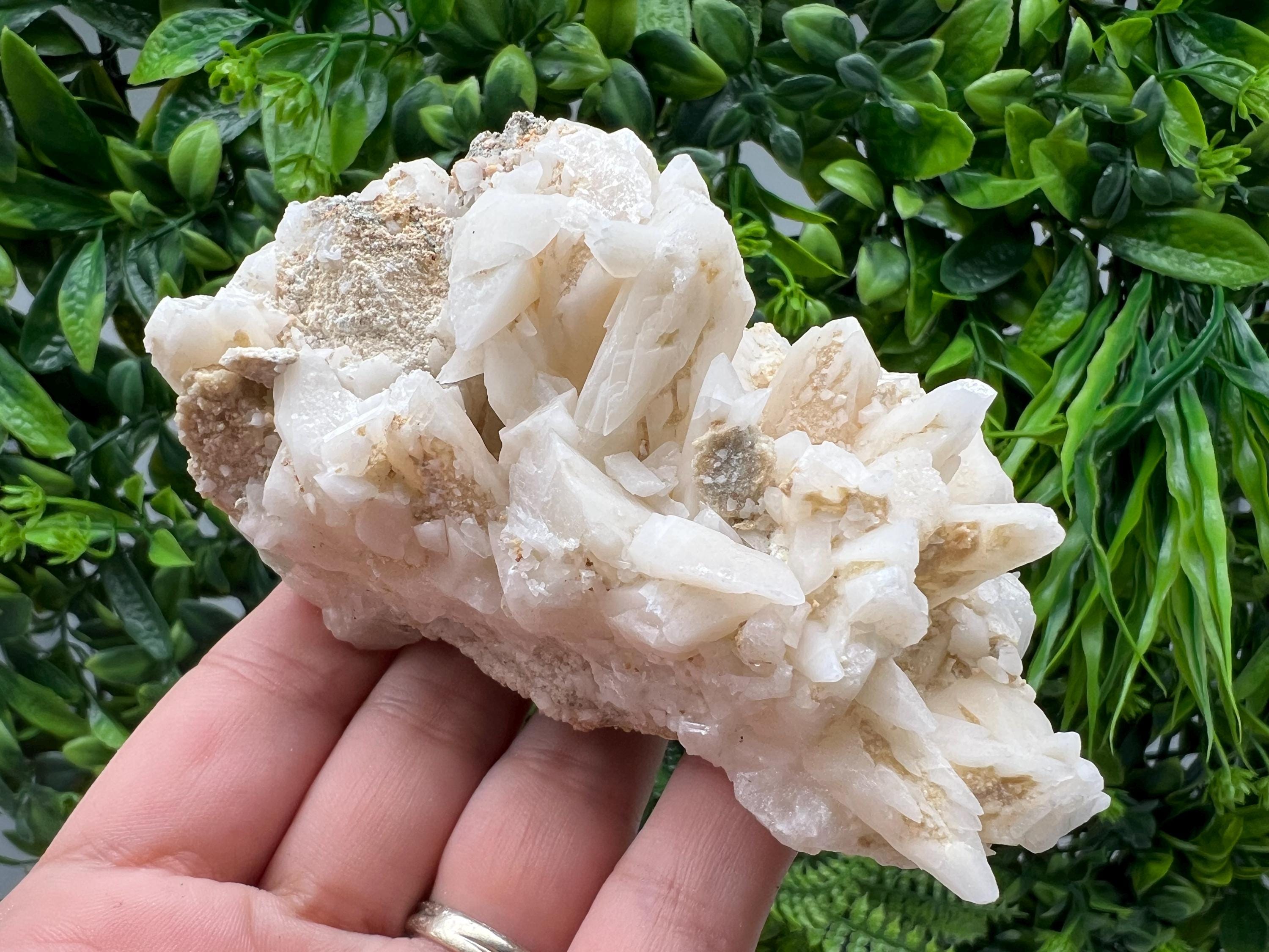 Calcite on Green Quartz: Djurcovo Mine, Bulgaria Healing Crystal