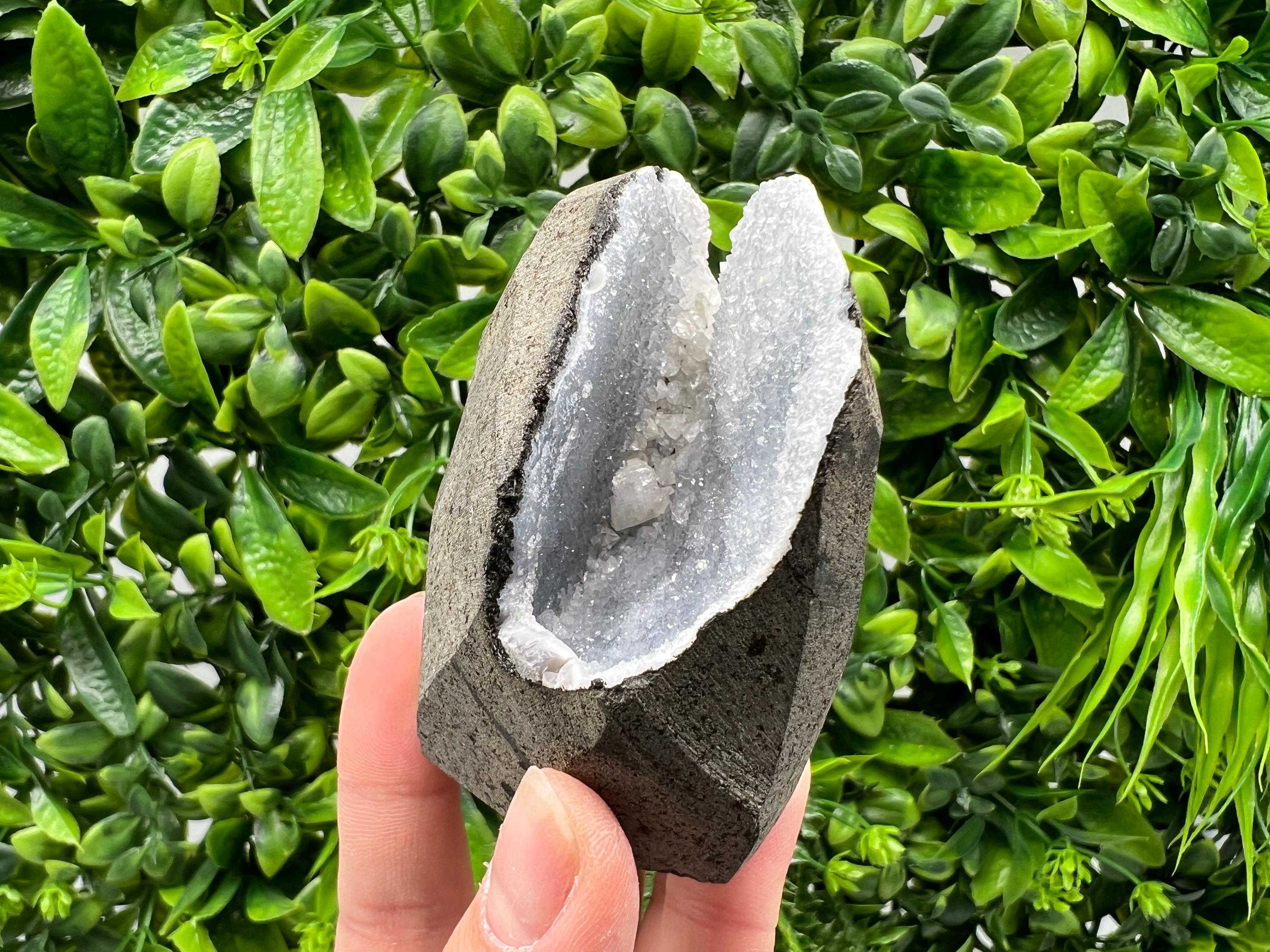 Natural Chalcedony Crystal Geode, India Mineral Specimen, Home Decor