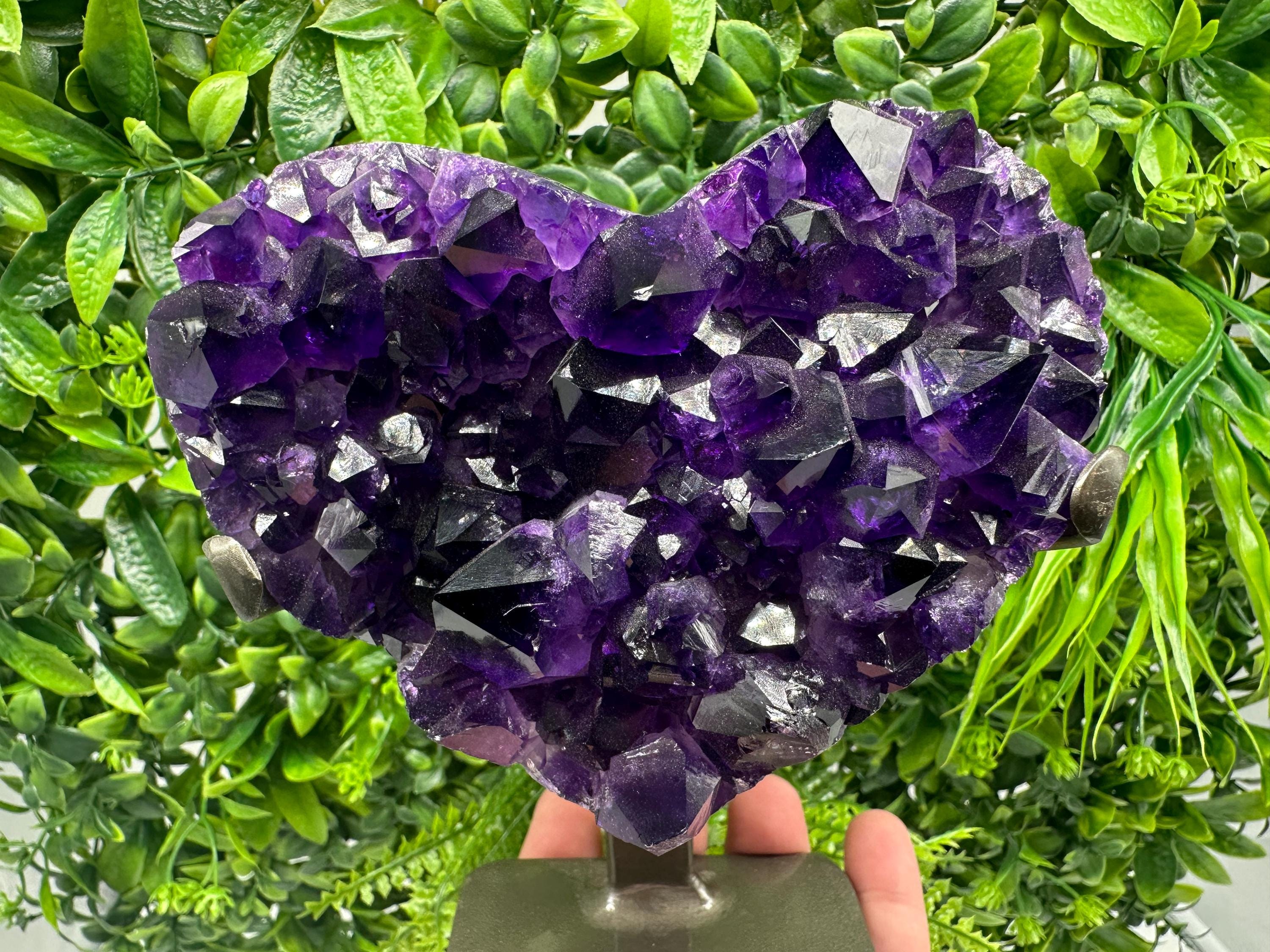 Large Purple Amethyst Heart: Natural Uruguay Crystal, Home Decor
