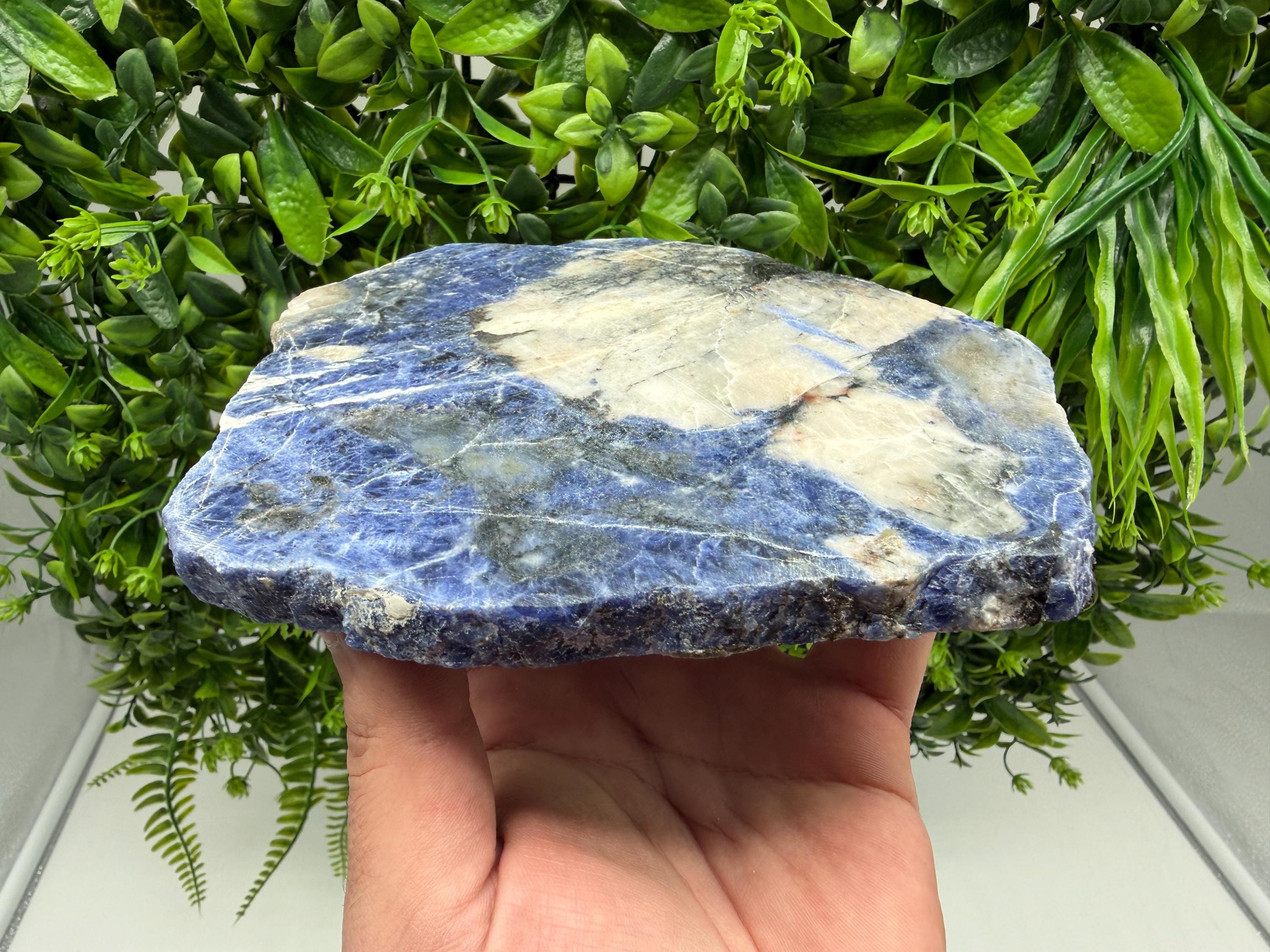 Polished Sodalite Slice – Natural Blue Crystal Slab, Home Decor Accent
