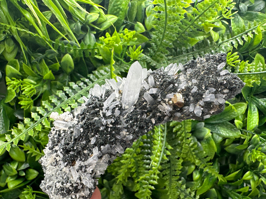 Quartz with Calcite and Chlorite: Borieva Mine Crystal Souvenir