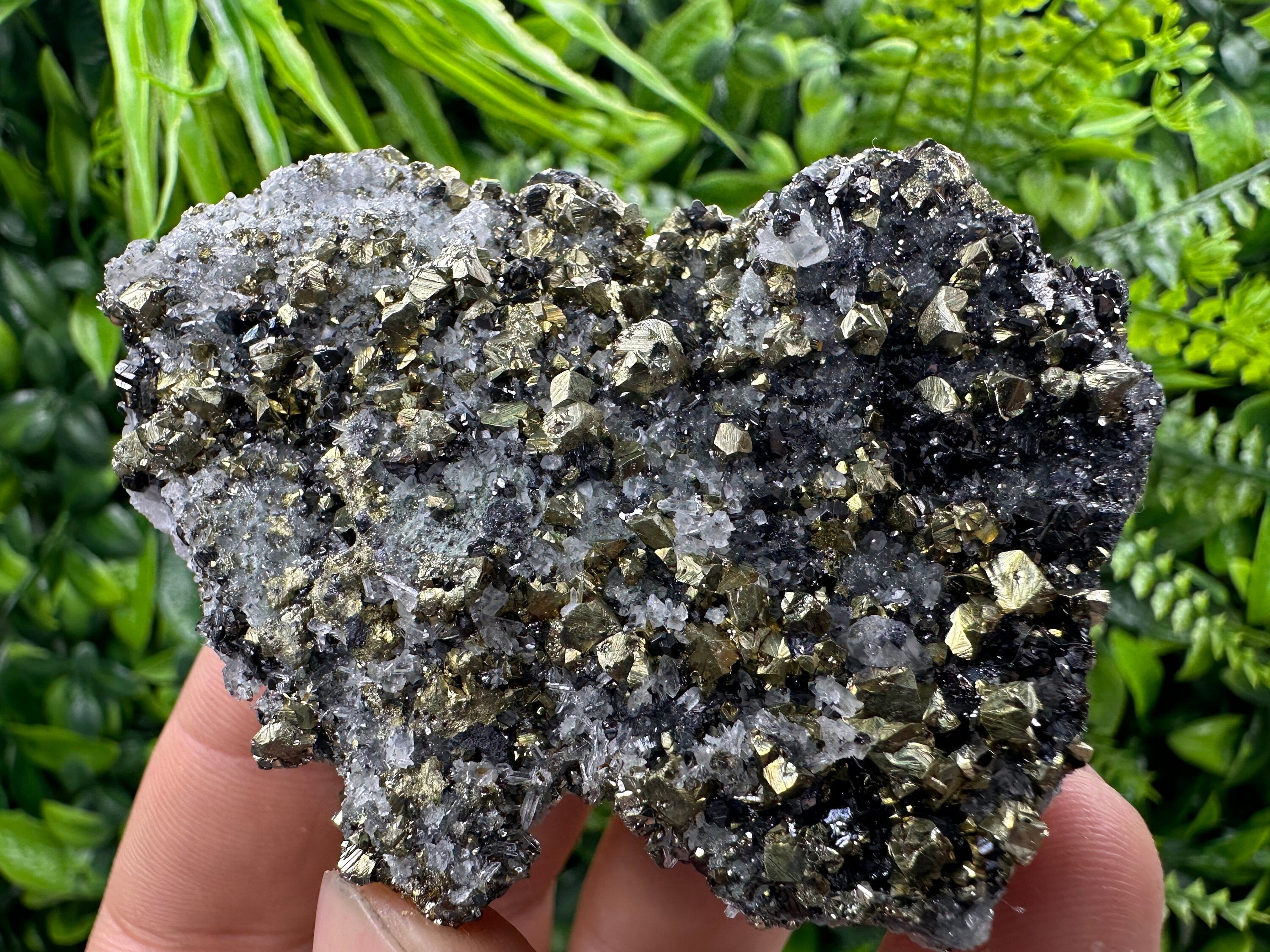 Chalcopyrite with Sphalerite on Quartz, Bulgaria Mineral Specimen