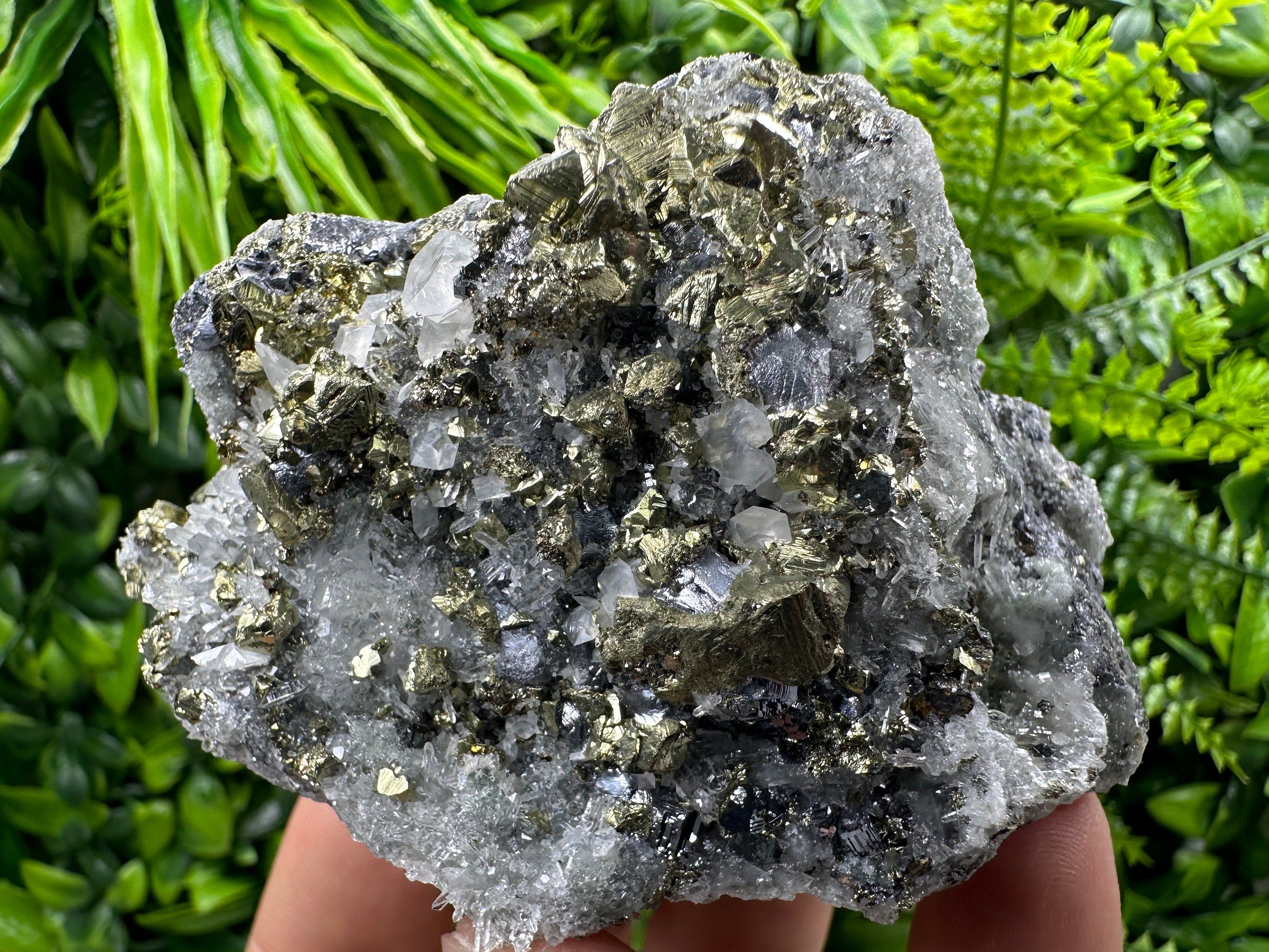 Chalcopyrite Galena on Quartz with Chlorite - Madan Bulgaria Crystal Decor