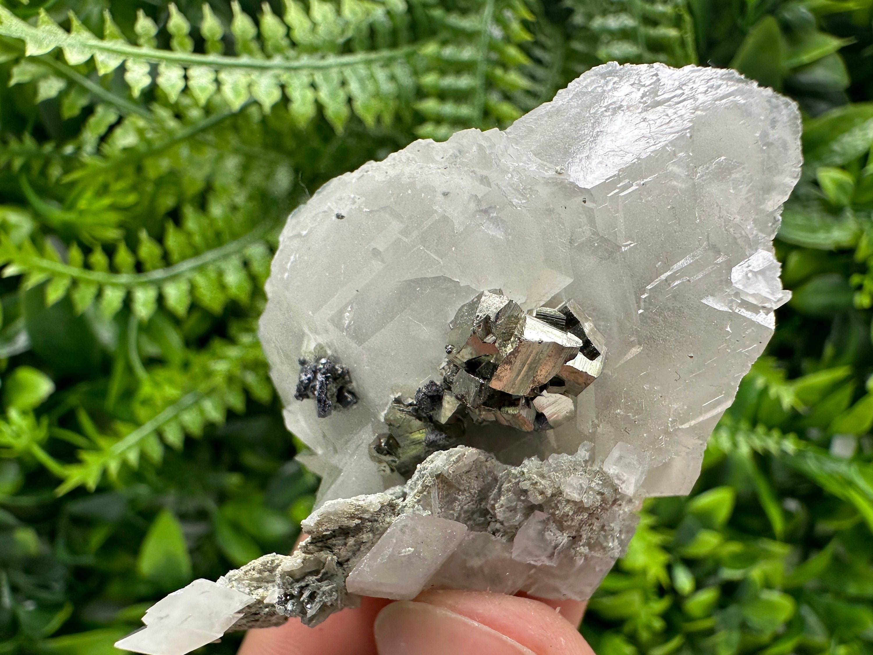 Calcite Pyrite Galena Mineral Cluster on Quartz, Borieva Bulgaria