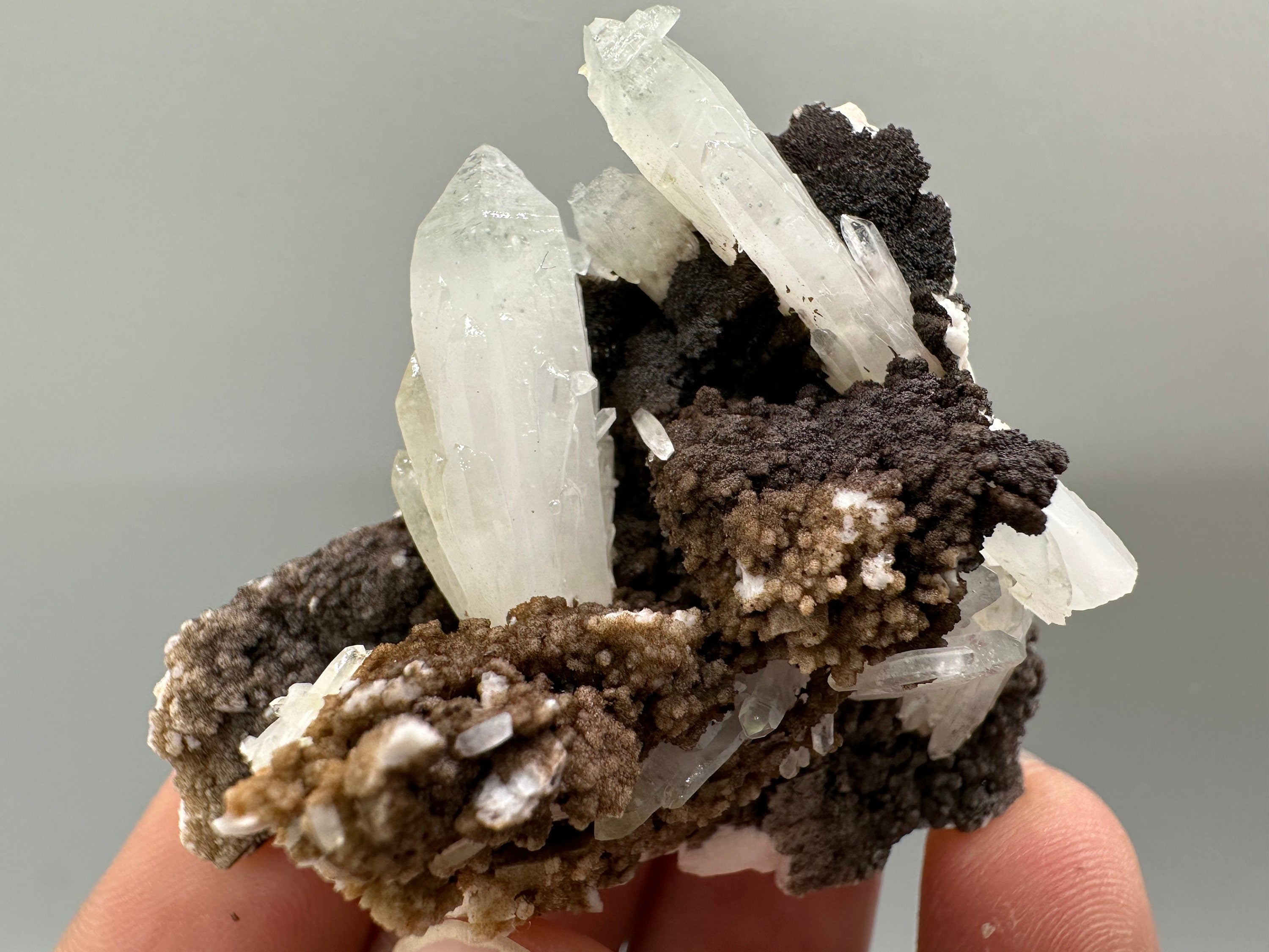 Chlorite Quartz on Rhodochrosite with Dolomite Mineral Souvenir