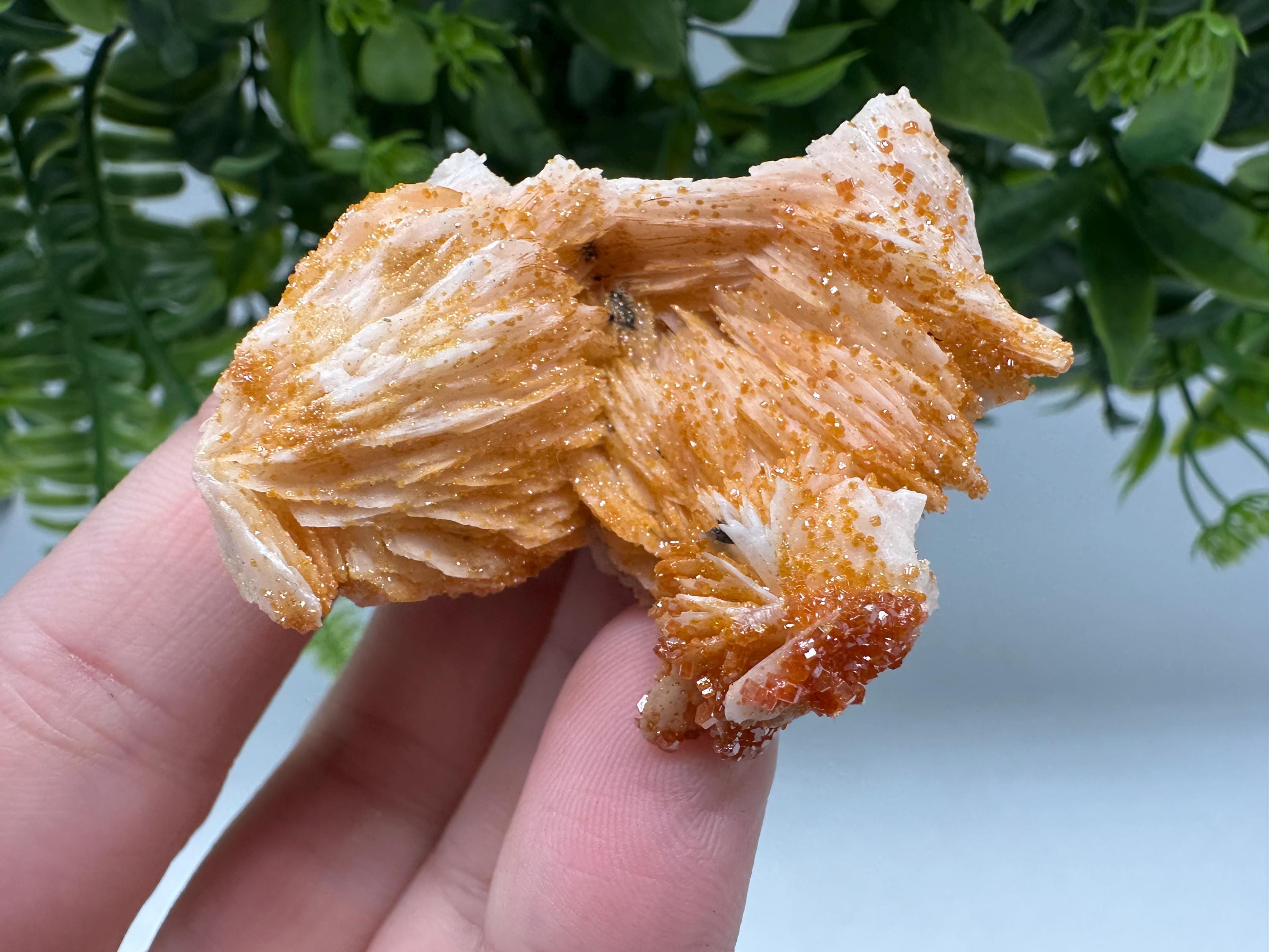 Red Vanadinite on Barite Crystal Specimen, Moroccan Mineral Cluster