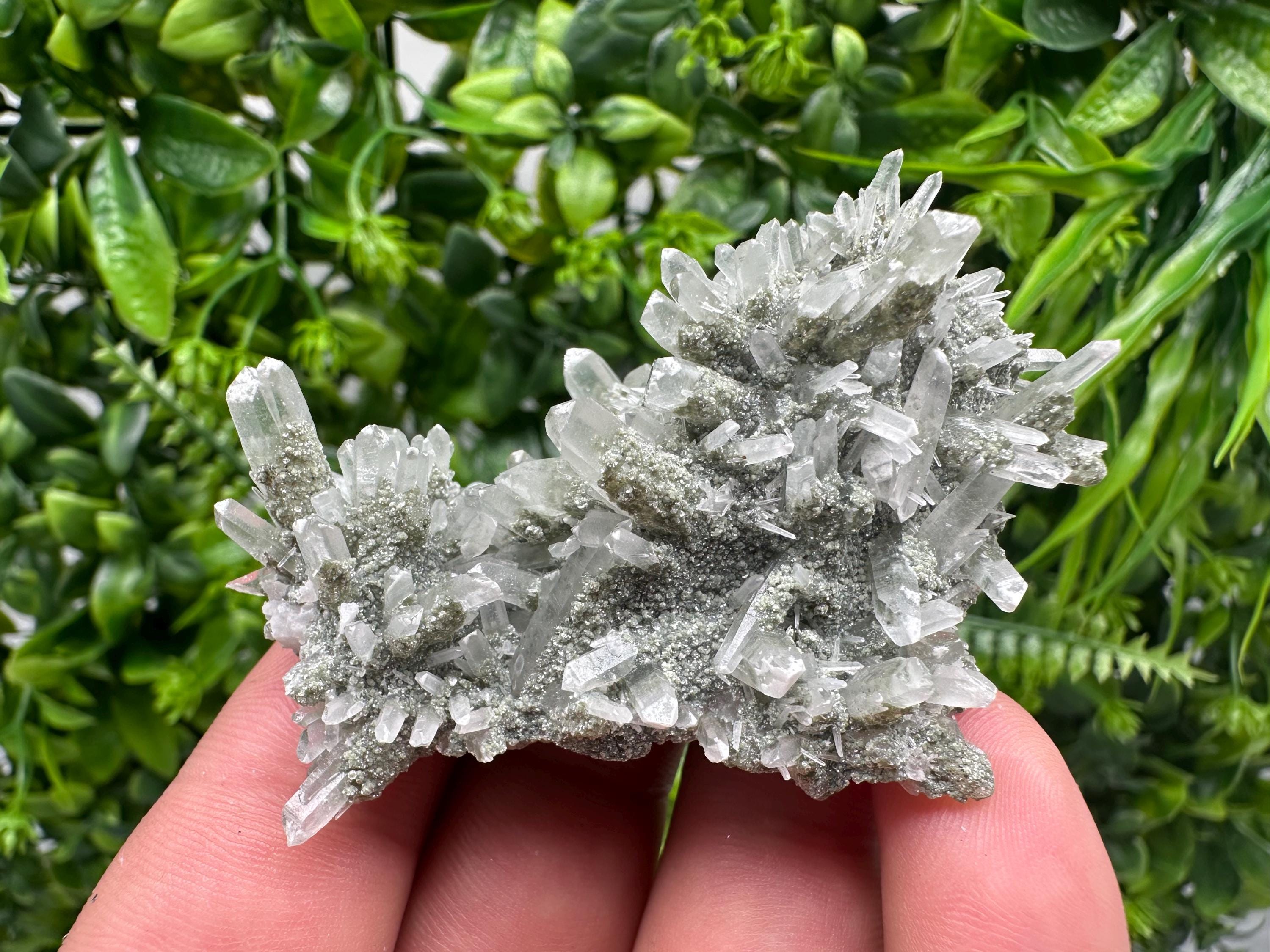 Chlorite Included Green Quartz Crystal Specimen: Madan, Bulgaria