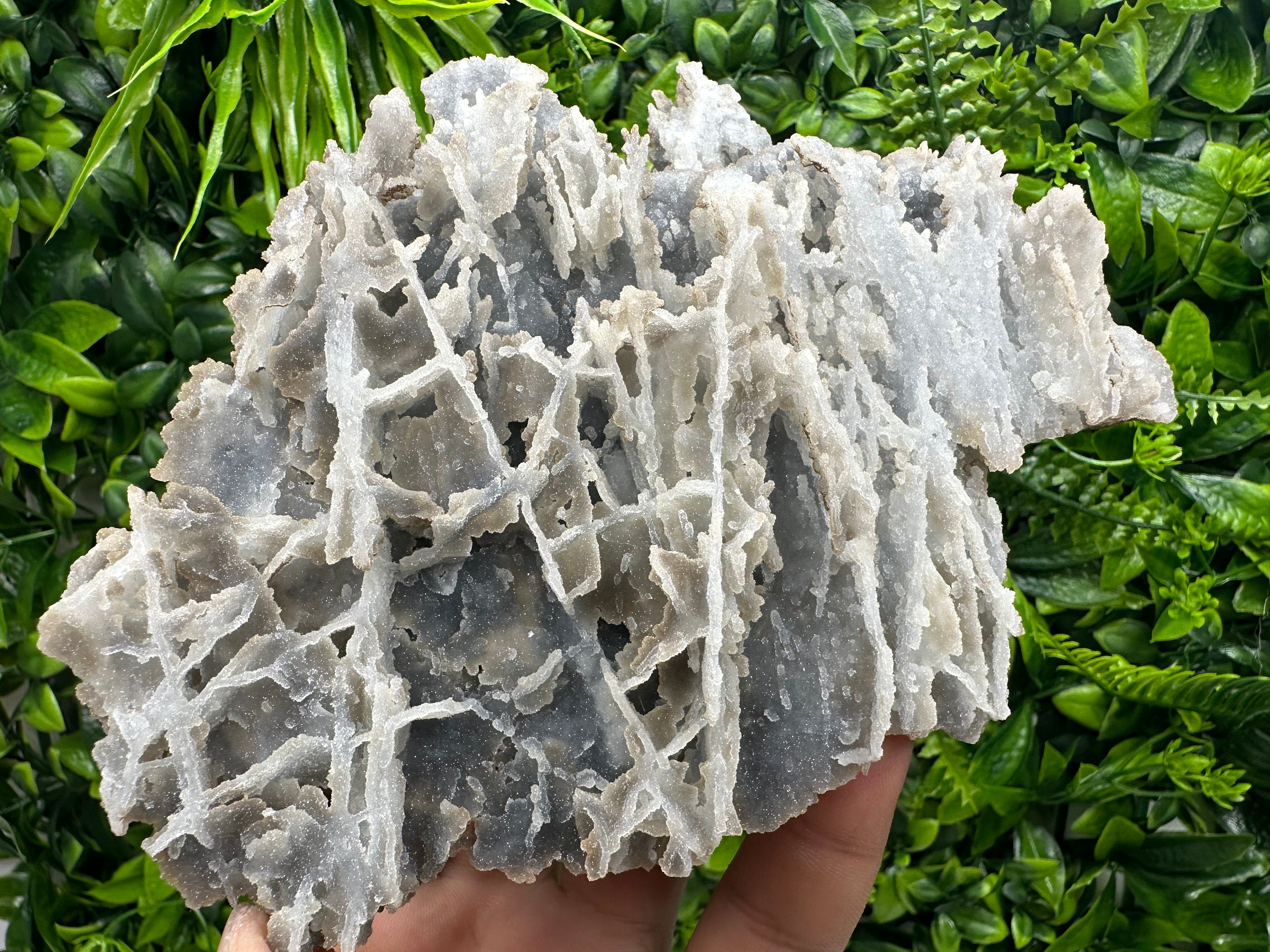 Blue Quartz Chalcedony with Chlorite, Bulgaria Crystal Decor Stone