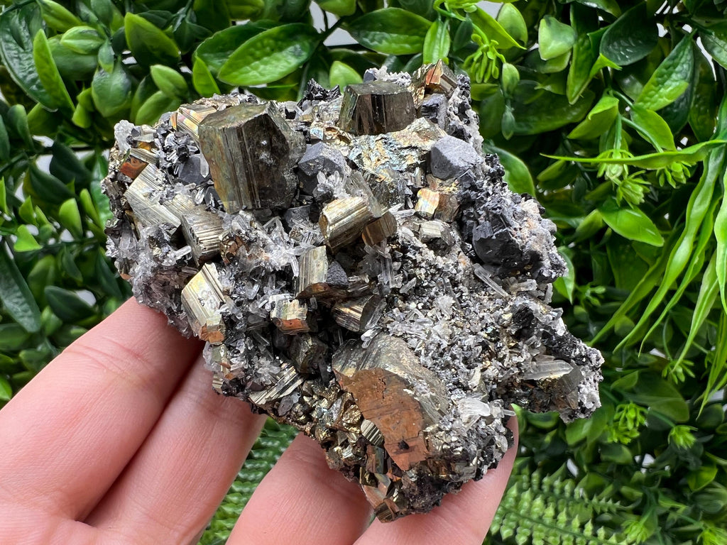 Stunning Pyrite on Quartz,Calcite from Borieva mine,Madan,Bulgaria,natural,collectible mineral specimen,home decor stone,collection crystal