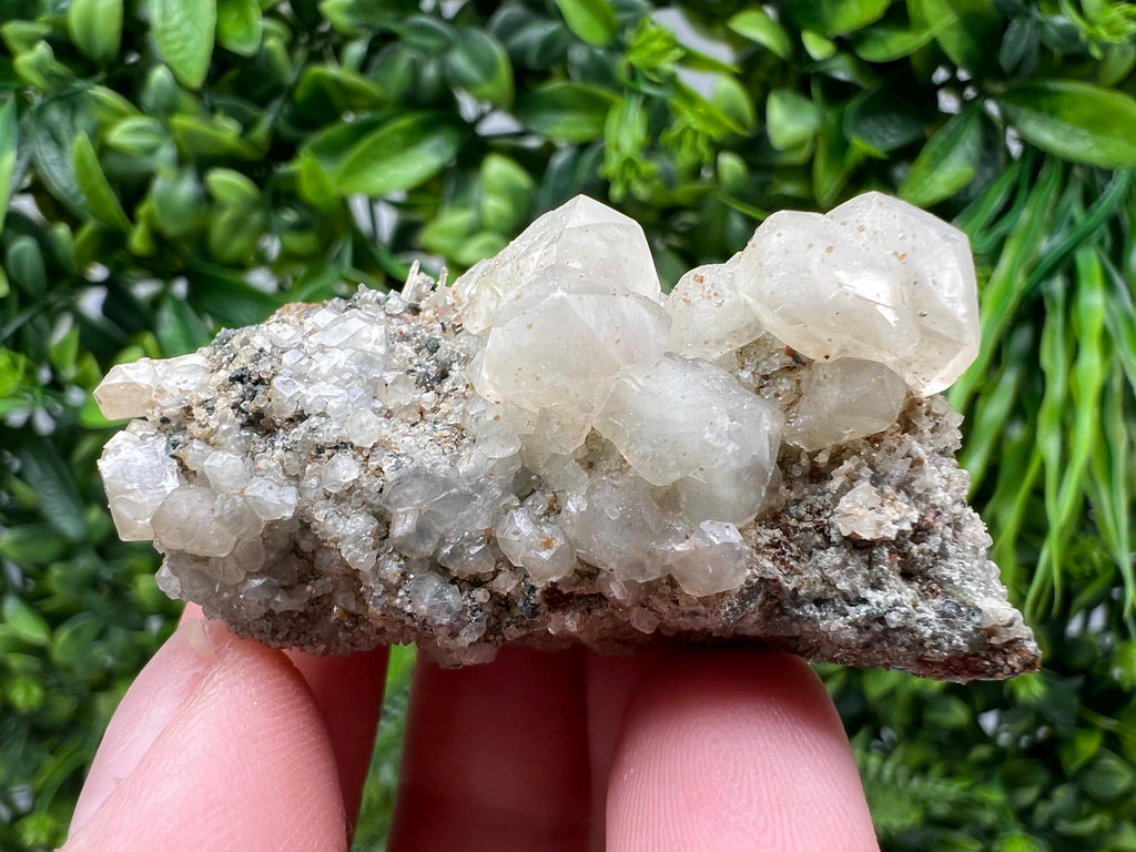 Calcite on Green Quartz Crystal - Borieva Mine, Bulgaria