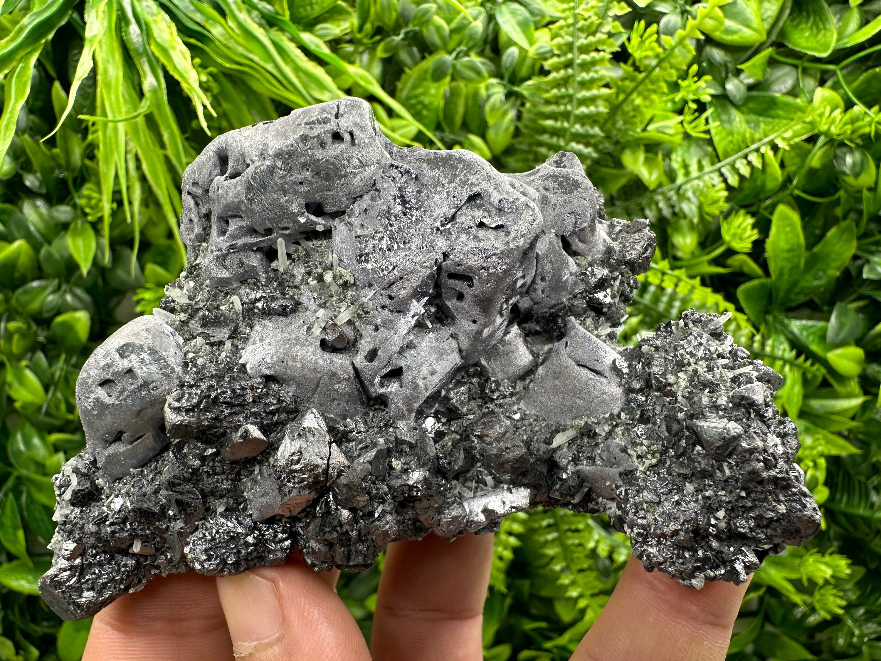 Galena on Sphalerite & Quartz: Natural Crystal Souvenir, Borieva Mine