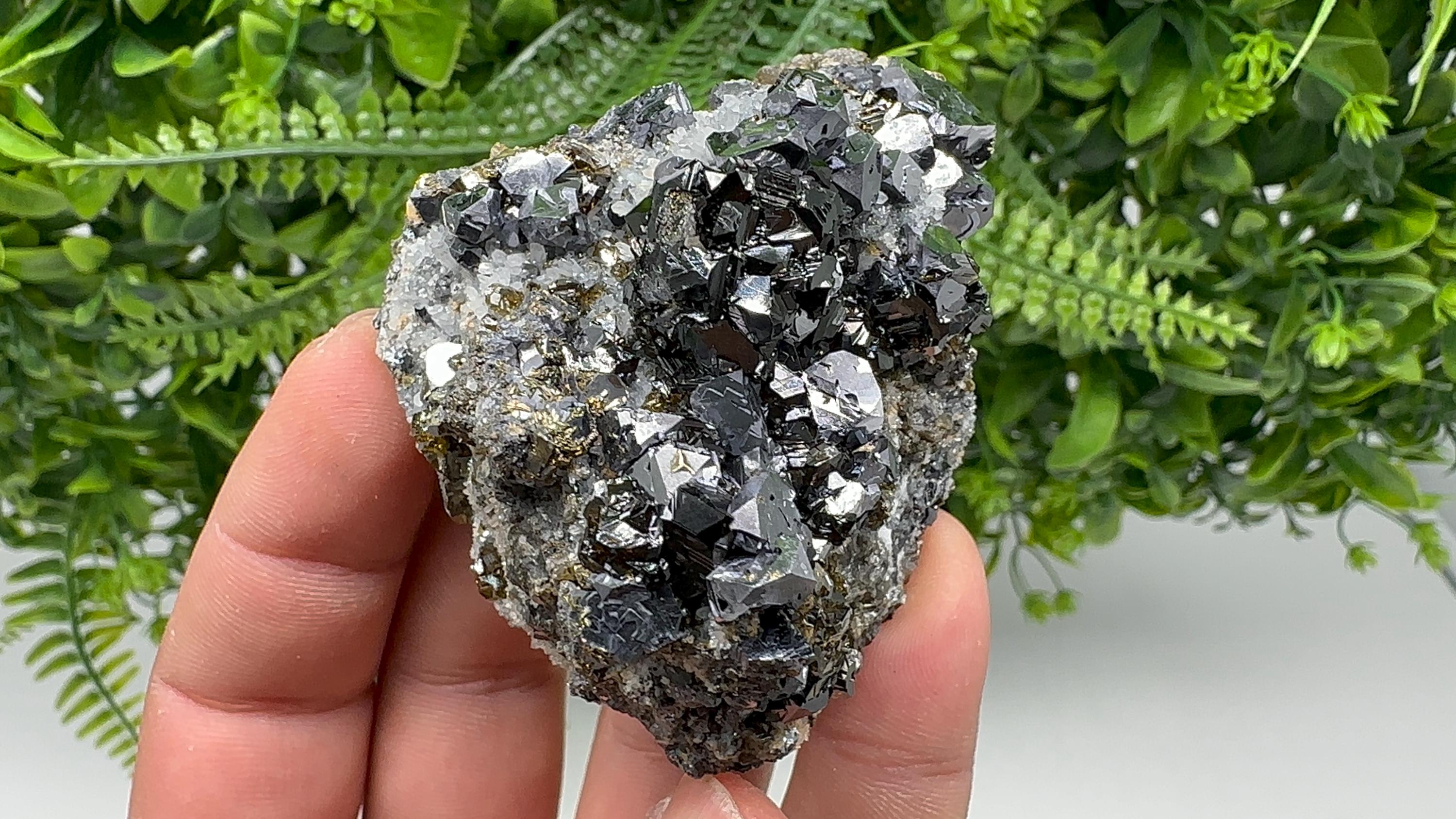 Mirror Galena with Cleiopfane on Chalcedony, Krushev dol Mine, Bulgaria