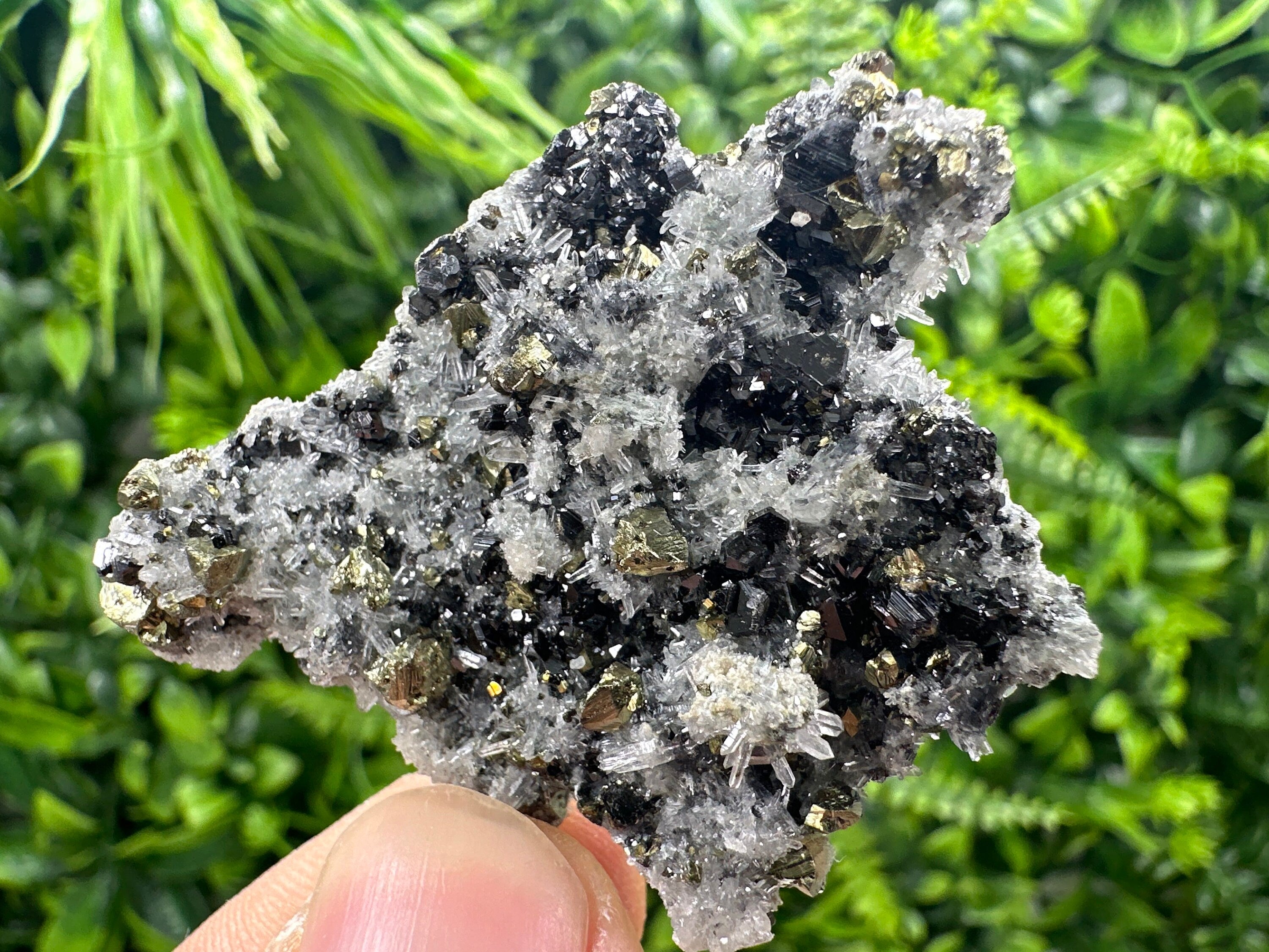 Chalcopyrite Galena Sphalerite on Quartz, Bulgaria Crystal Decor