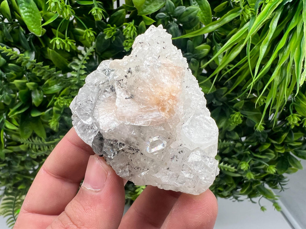 Apophyllite Stilbite on Chalcedony, Natural Mineral Specimen, India