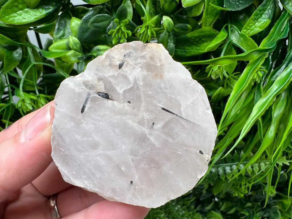 Polished Quartz Slab with Black Tourmaline Inclusions