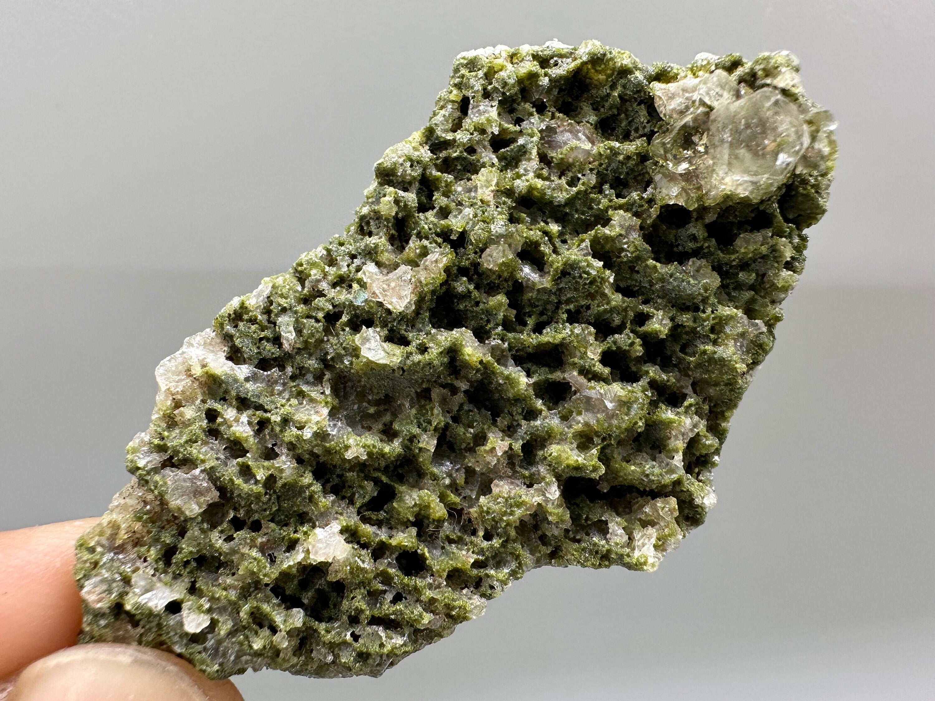 Rare Green Epidote with Quartz Crystals: Eastern Anatolian Decor Stone