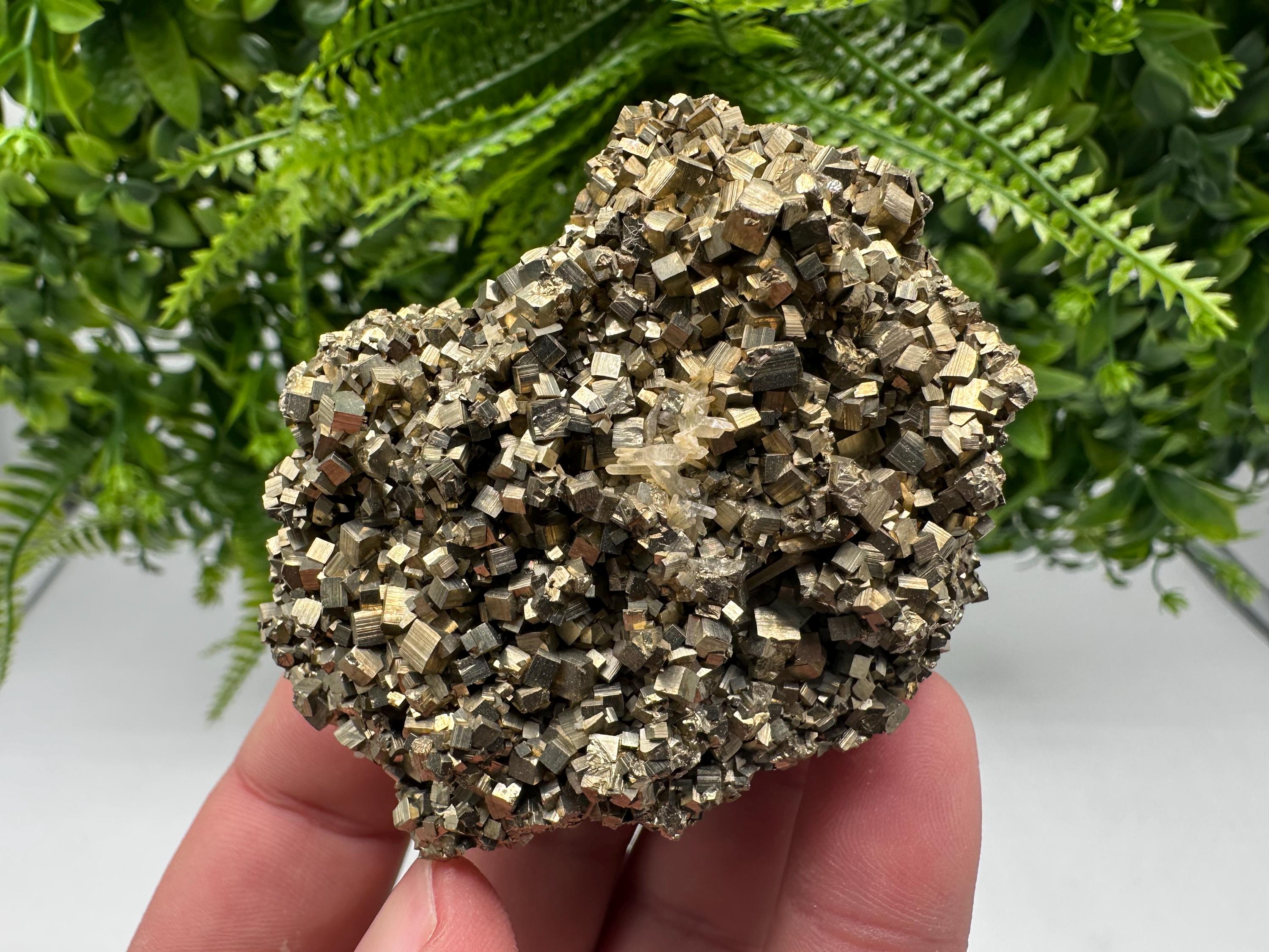 Rainbow Pyrite with Calcite, Natural Mineral Souvenir