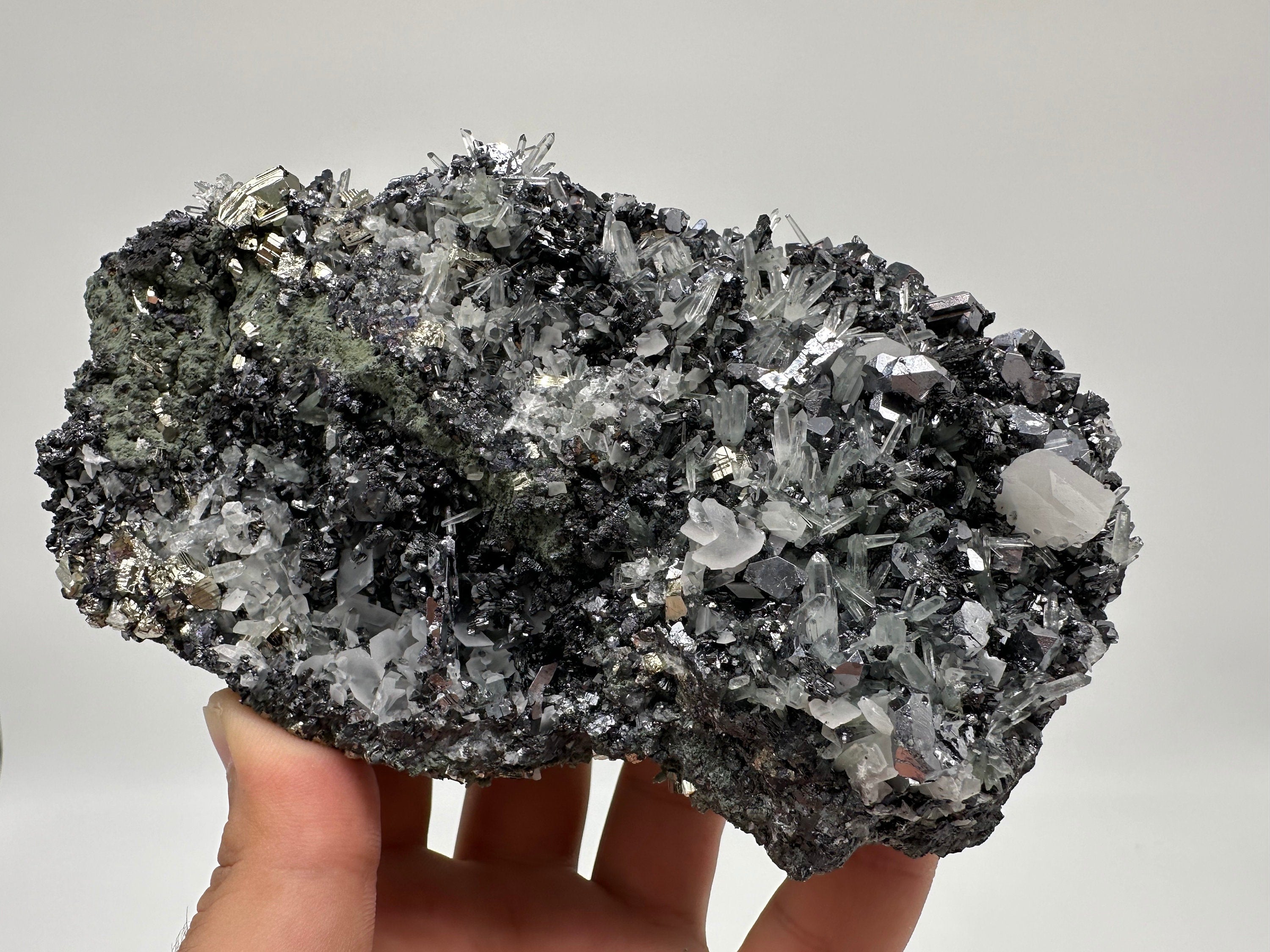 Galena Spinel Law, Sphalerite, Quartz, and Calcite Mineral Specimen