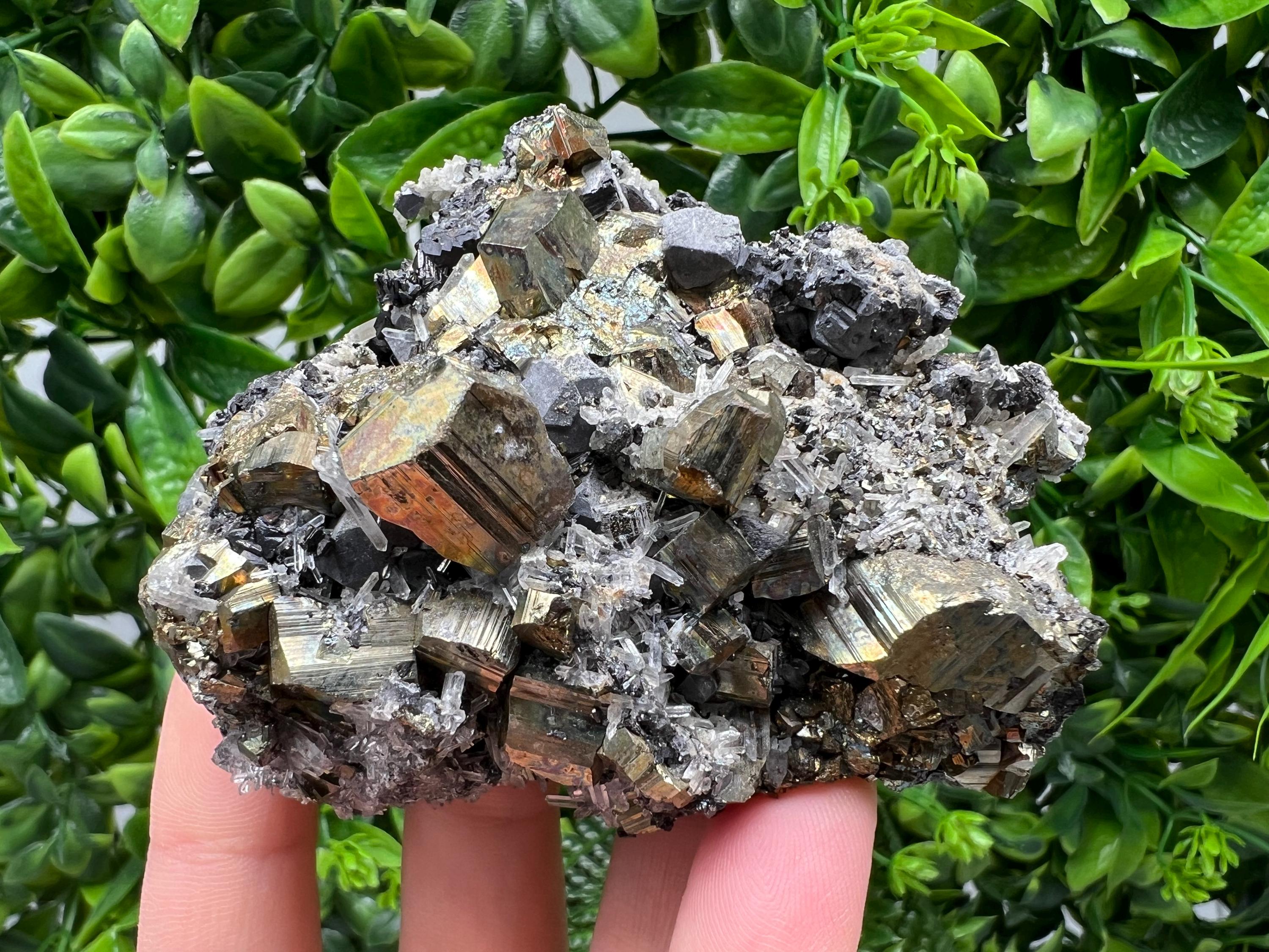 Stunning Pyrite on Quartz,Calcite from Borieva mine,Madan,Bulgaria,natural,collectible mineral specimen,home decor stone,collection crystal