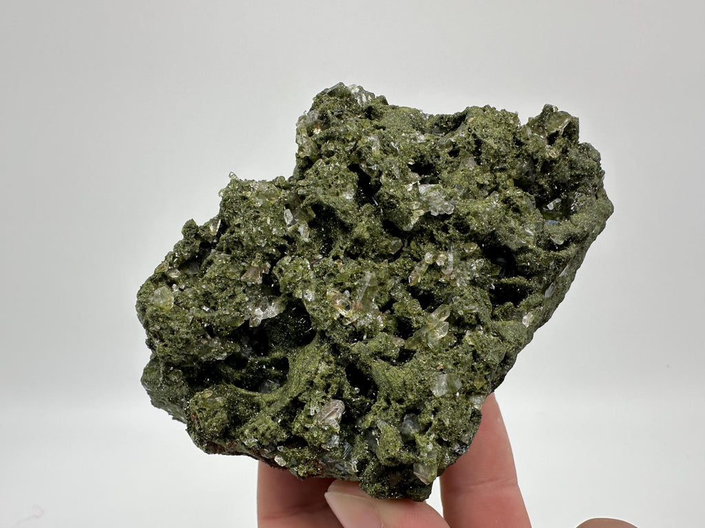 Sparkly Green Epidote with Quartz Crystals - Eastern Anatolian Mineral Decor