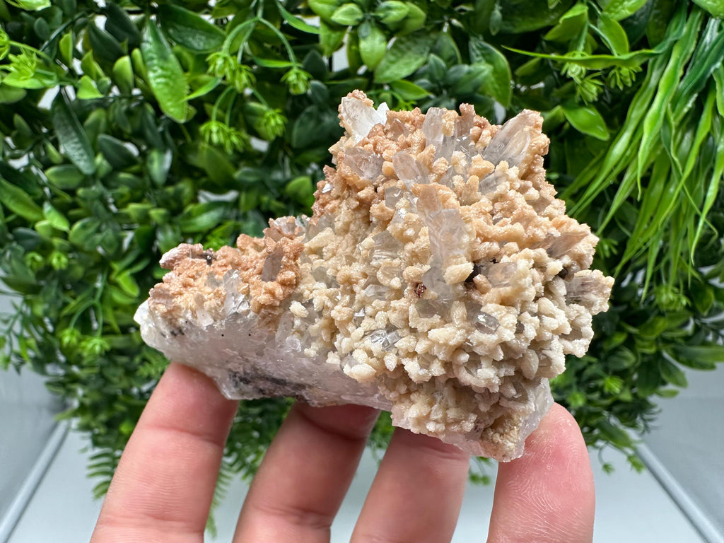 Calcite and Sphalerite on Quartz: Natural Crystal Home Decor