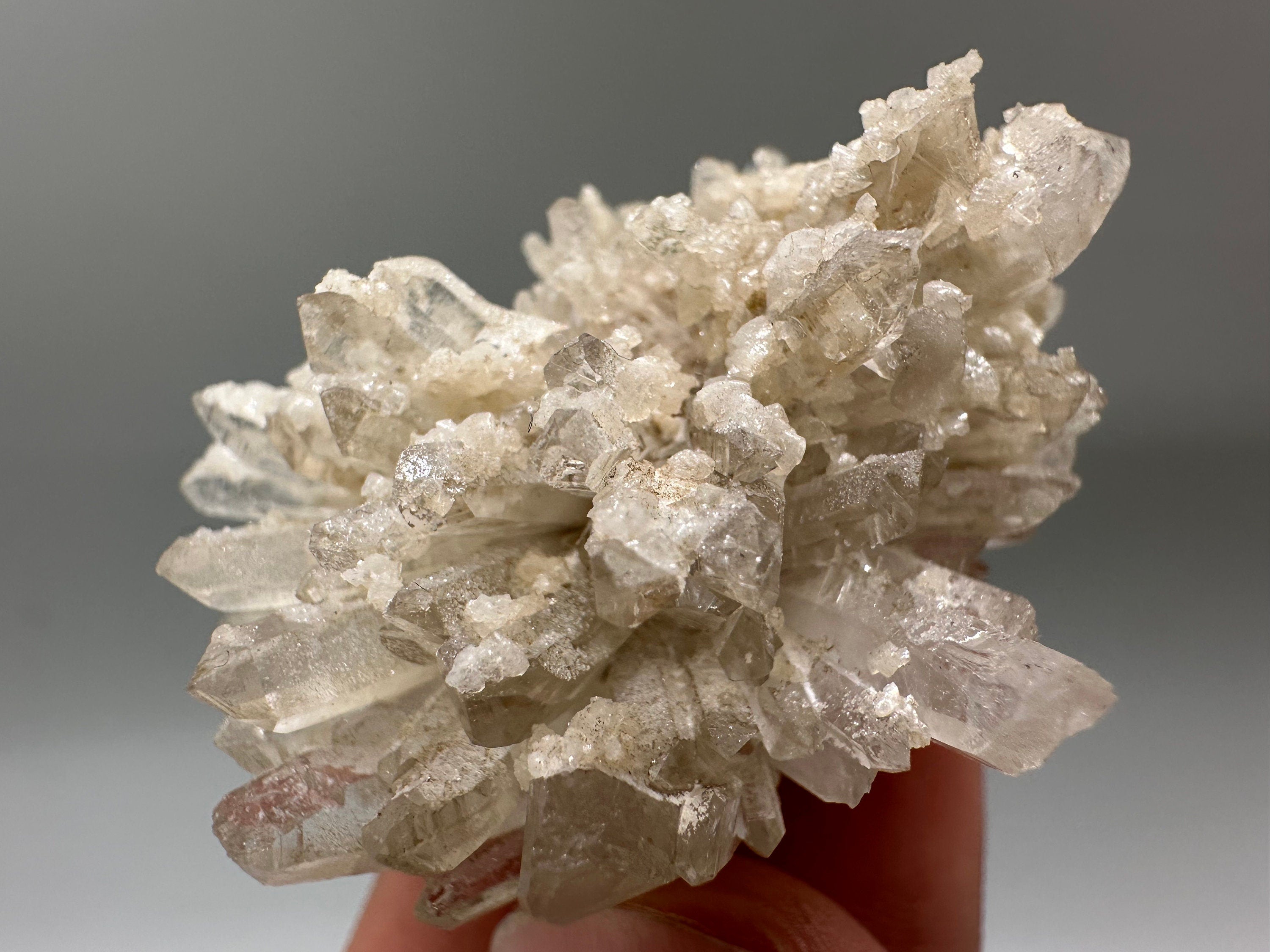 Transparent Quartz with Calcite: Krushev dol Bulgaria Crystal