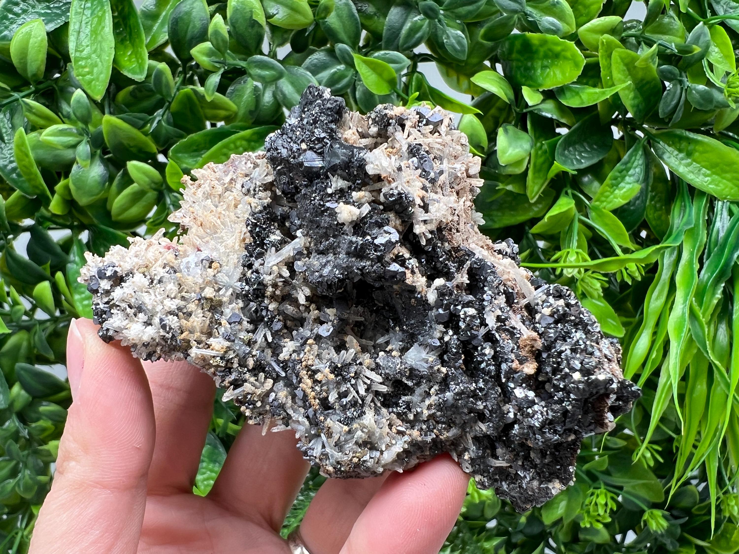 Aesthetic Natural shiny Galena whit Siderite and Quartz from 9 th September mine,Bulgaria,collection specimen,rare galena,Galena cluster