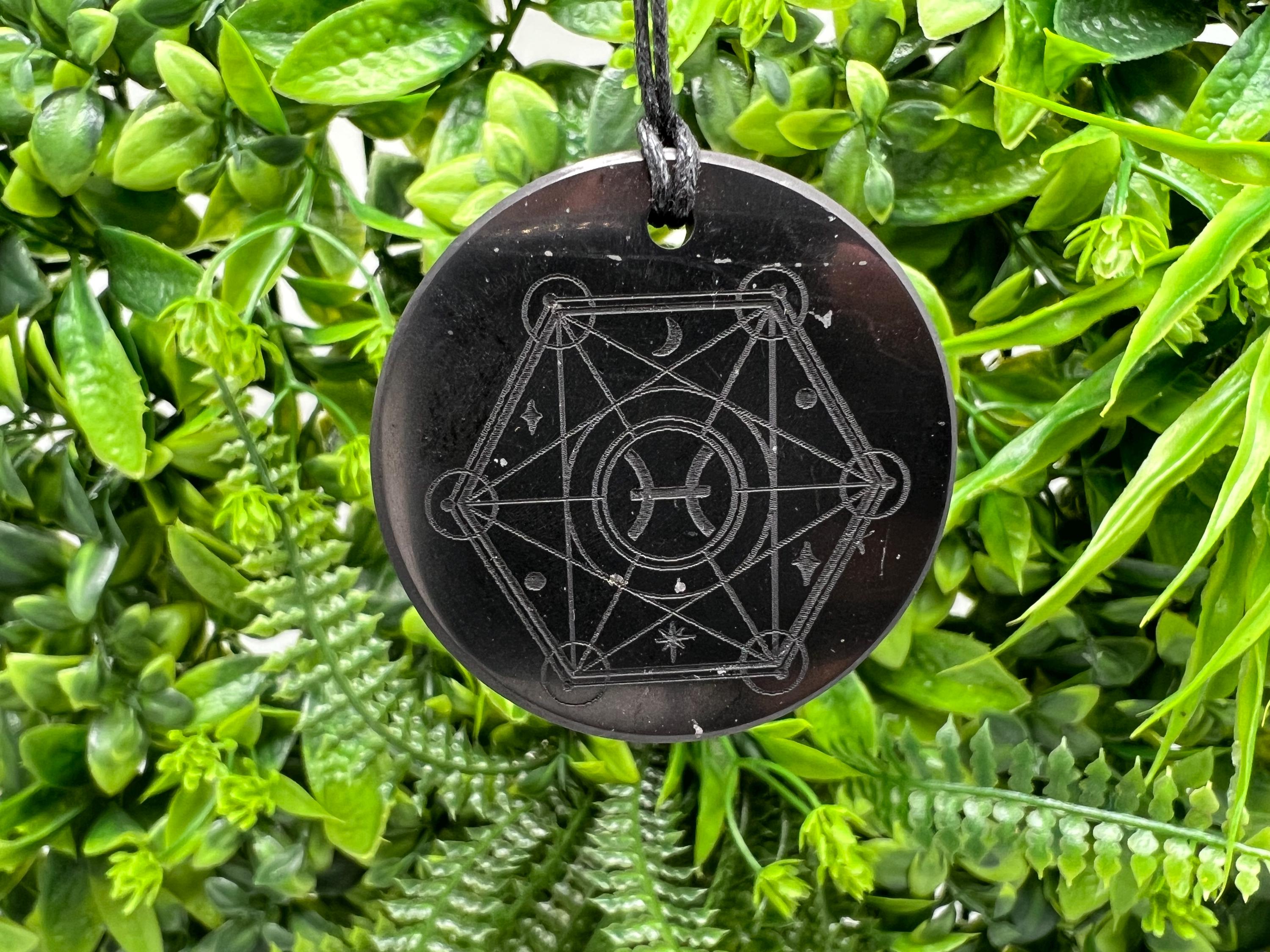 Shungite Pisces Zodiac Pendant Necklace: EMF Protection Healing Stone