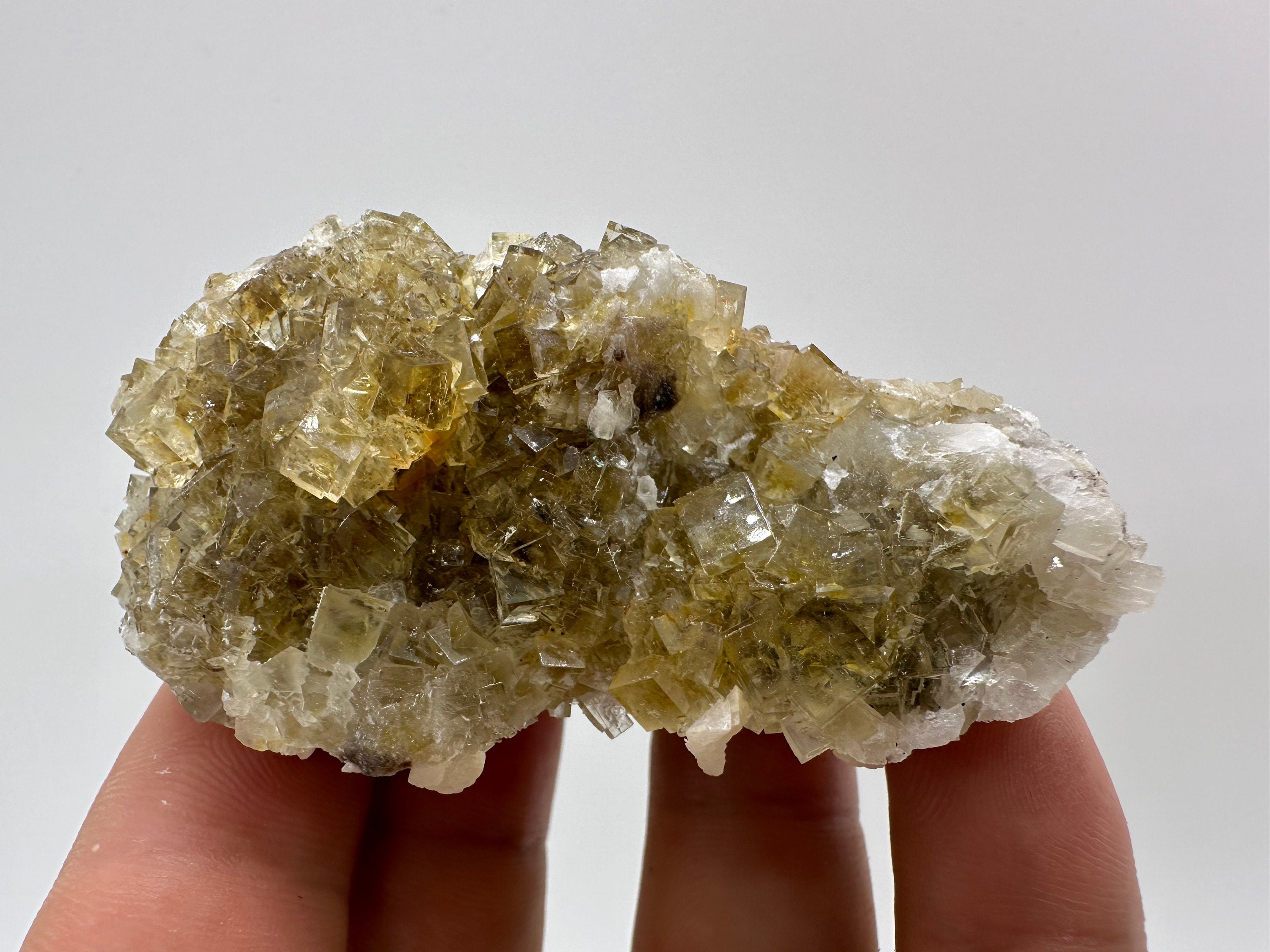 Yellow Fluorite and Calcite Mineral Specimen from Spain