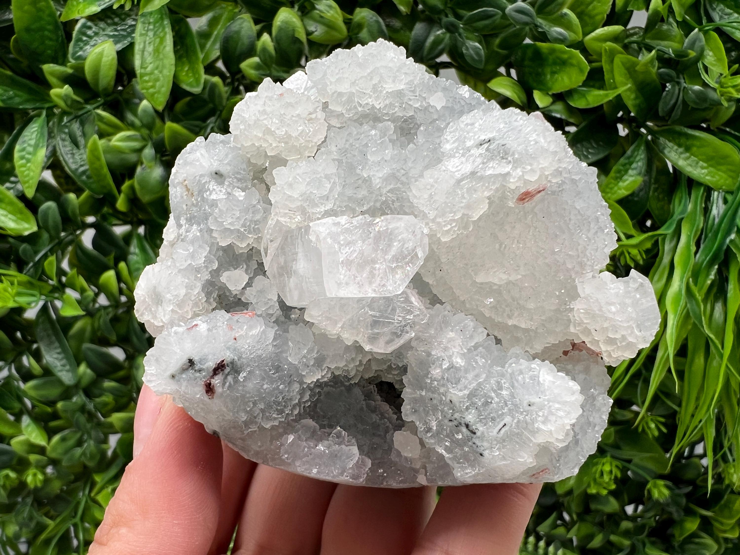 Transparent Apophyllite on Chalcedony, Natural Crystal Specimen, India Minerals