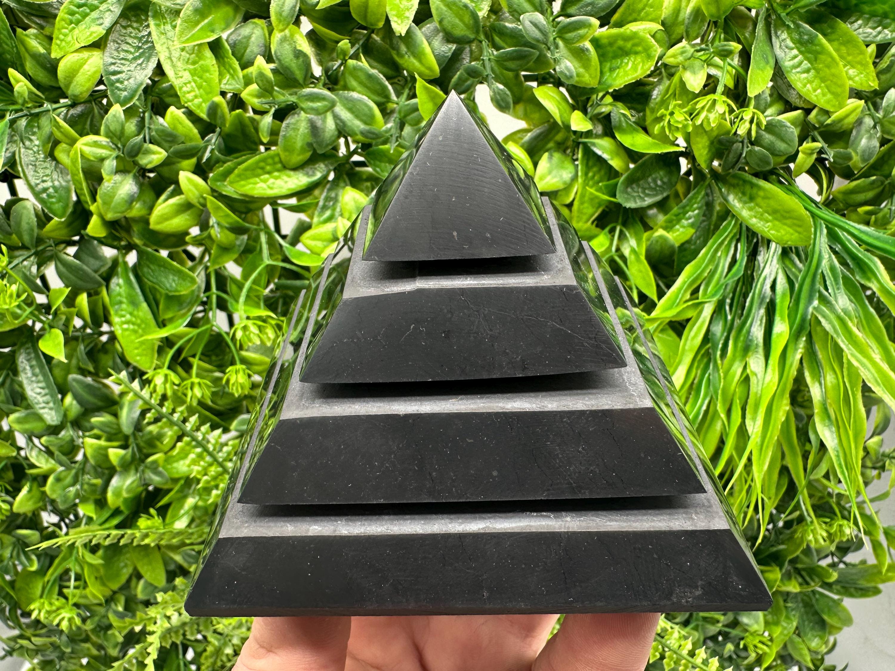 Polished Shungite Pyramid, Sacred Geometry, EMF Protection