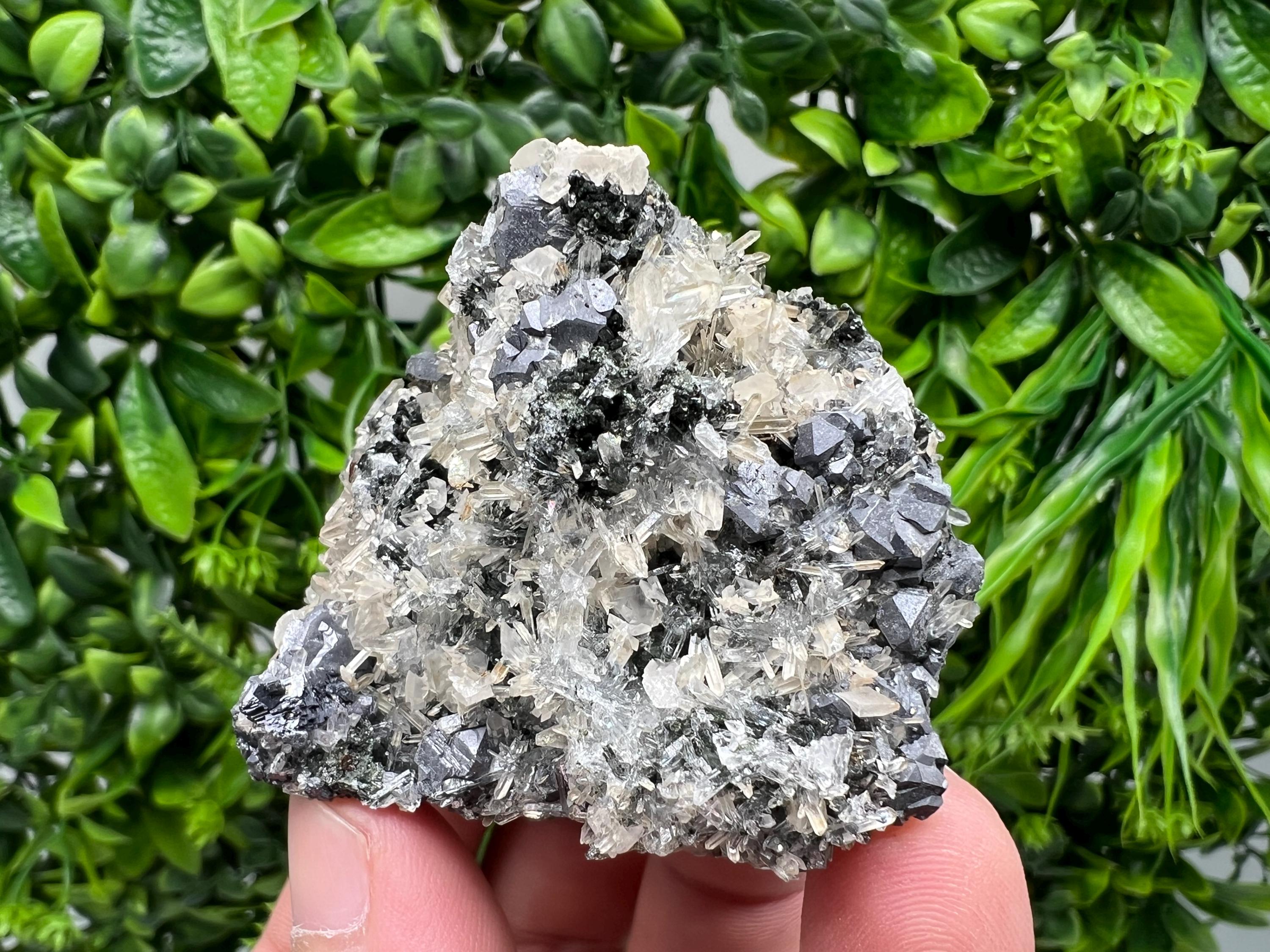 Galena Chalcopyrite on Calcite and Quartz, Bulgaria Mineral Specimen