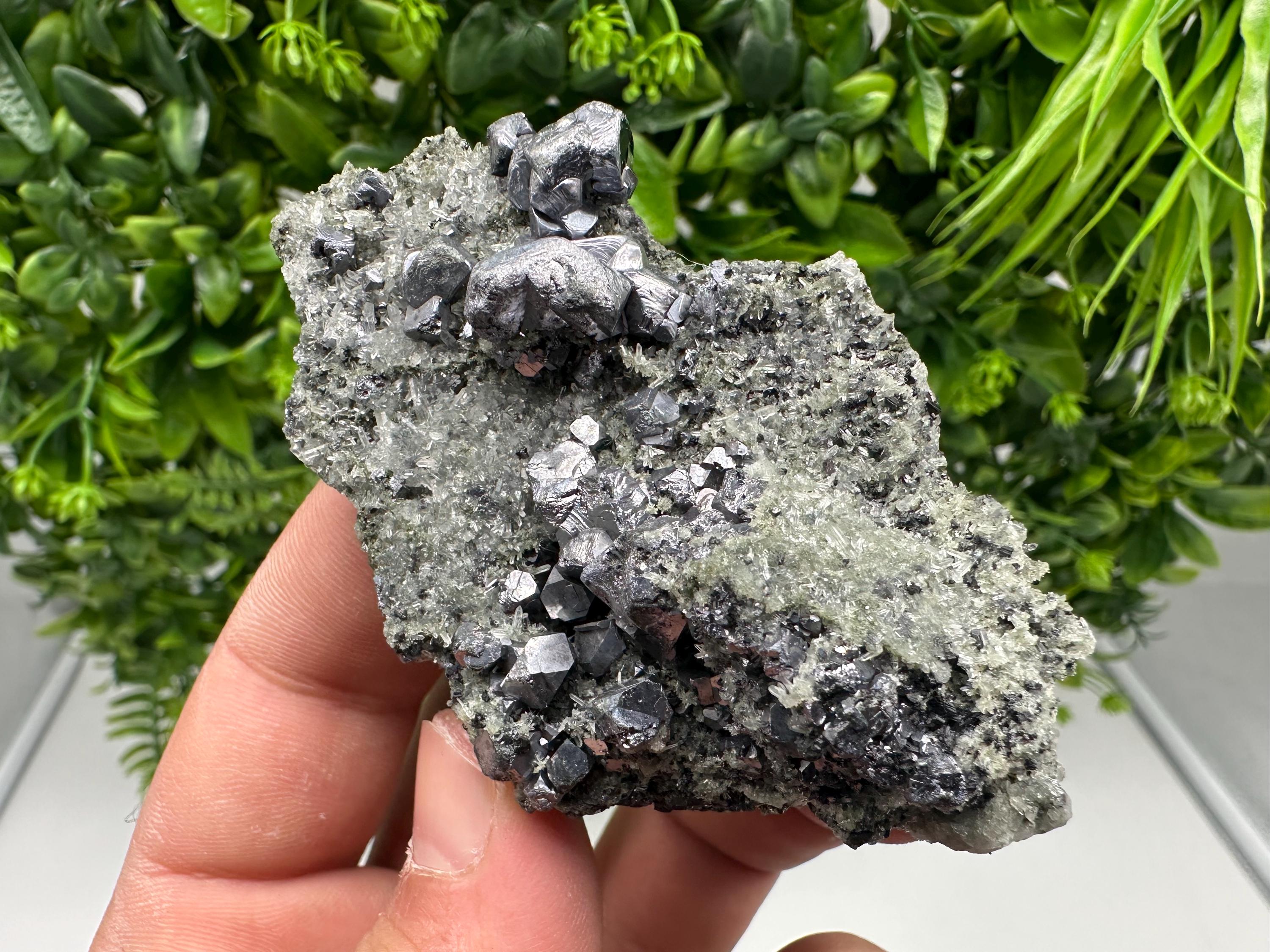 Sphalerite Galena Crystal Cluster with Quartz, Epidote & Chlorite