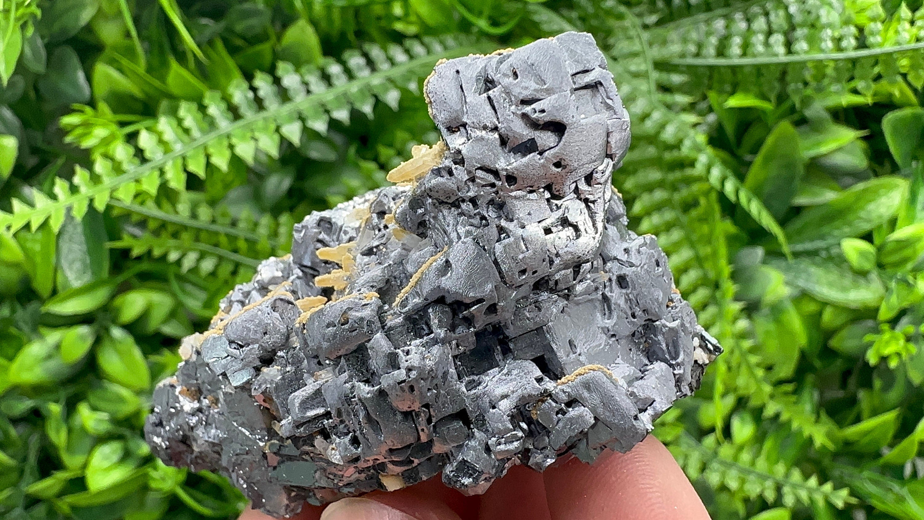 Shiny Galena Cluster with Siderite and Quartz, Bulgaria Mineral Specimen