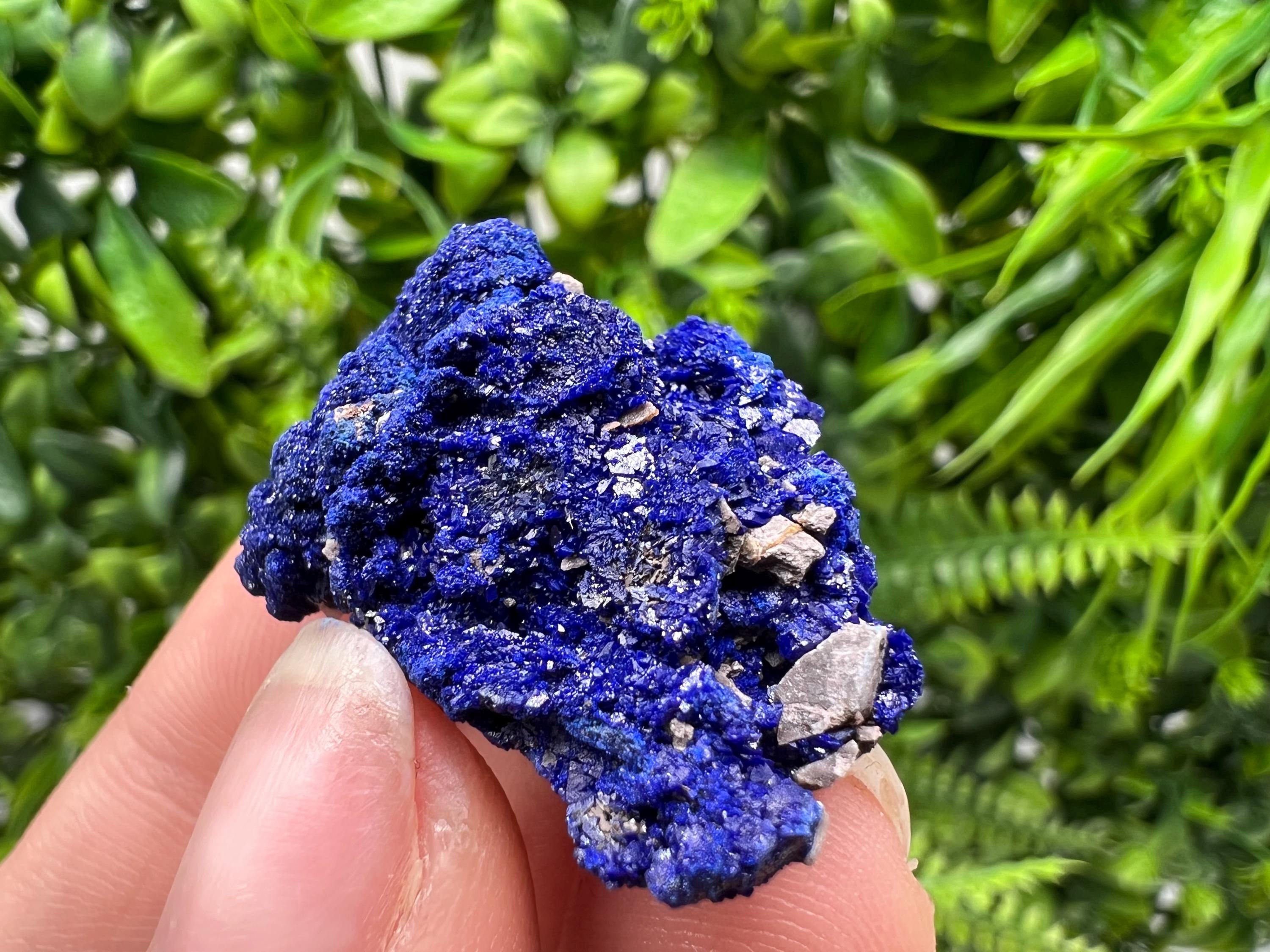 Crystallized Azurite-Kerrouchen,Morocco-Blue Azurite Specimen-High Quality Blue Azurite-Azurite Mineral Specimen, gemmy,lustrous of Azurite
