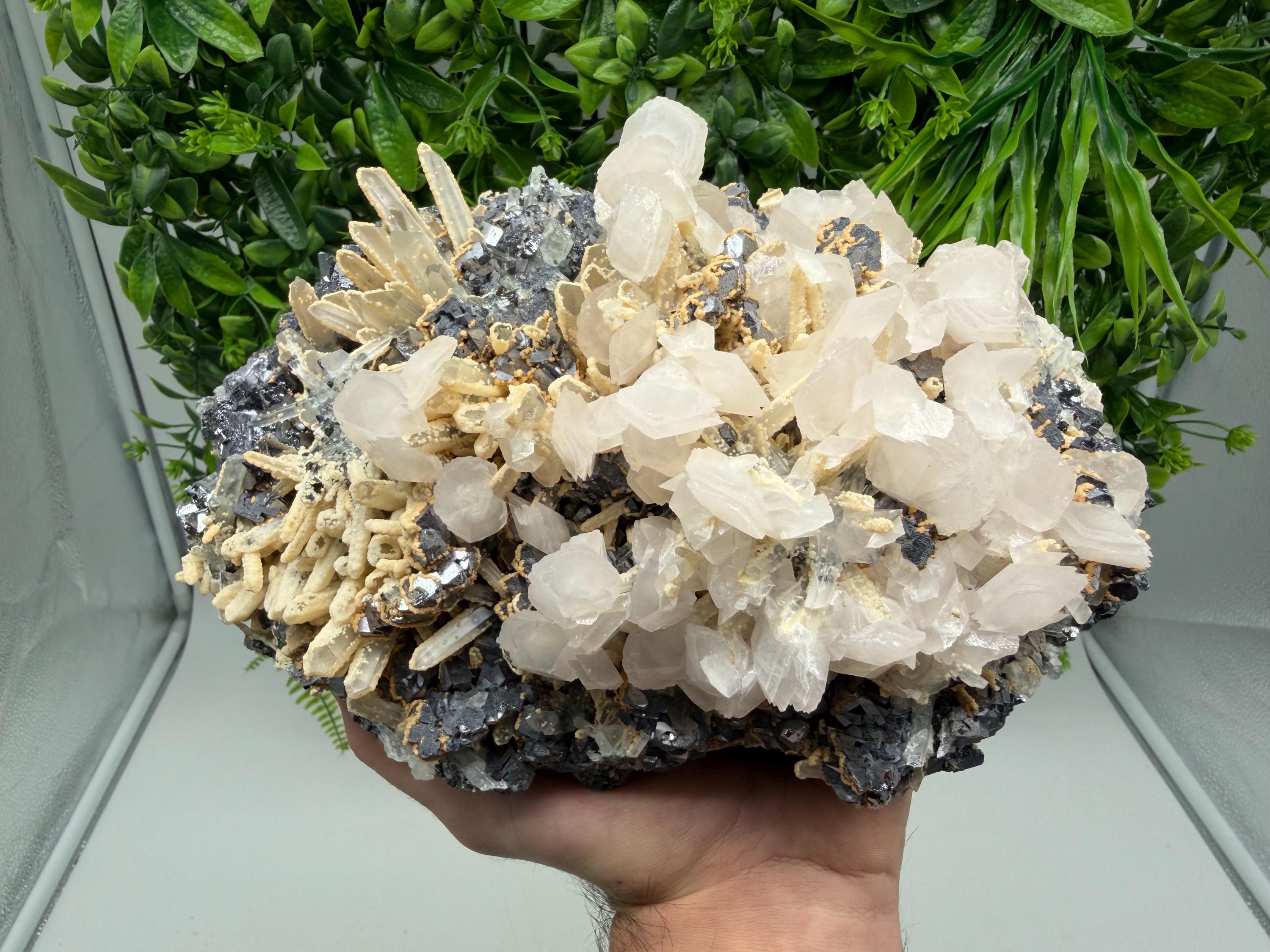 Collected Skeletal GALENA,Sphalerite,Quartz,Calcite from Krushev dol mine,Madan,Bulgaria,natural,collectible mineral specimen home decor