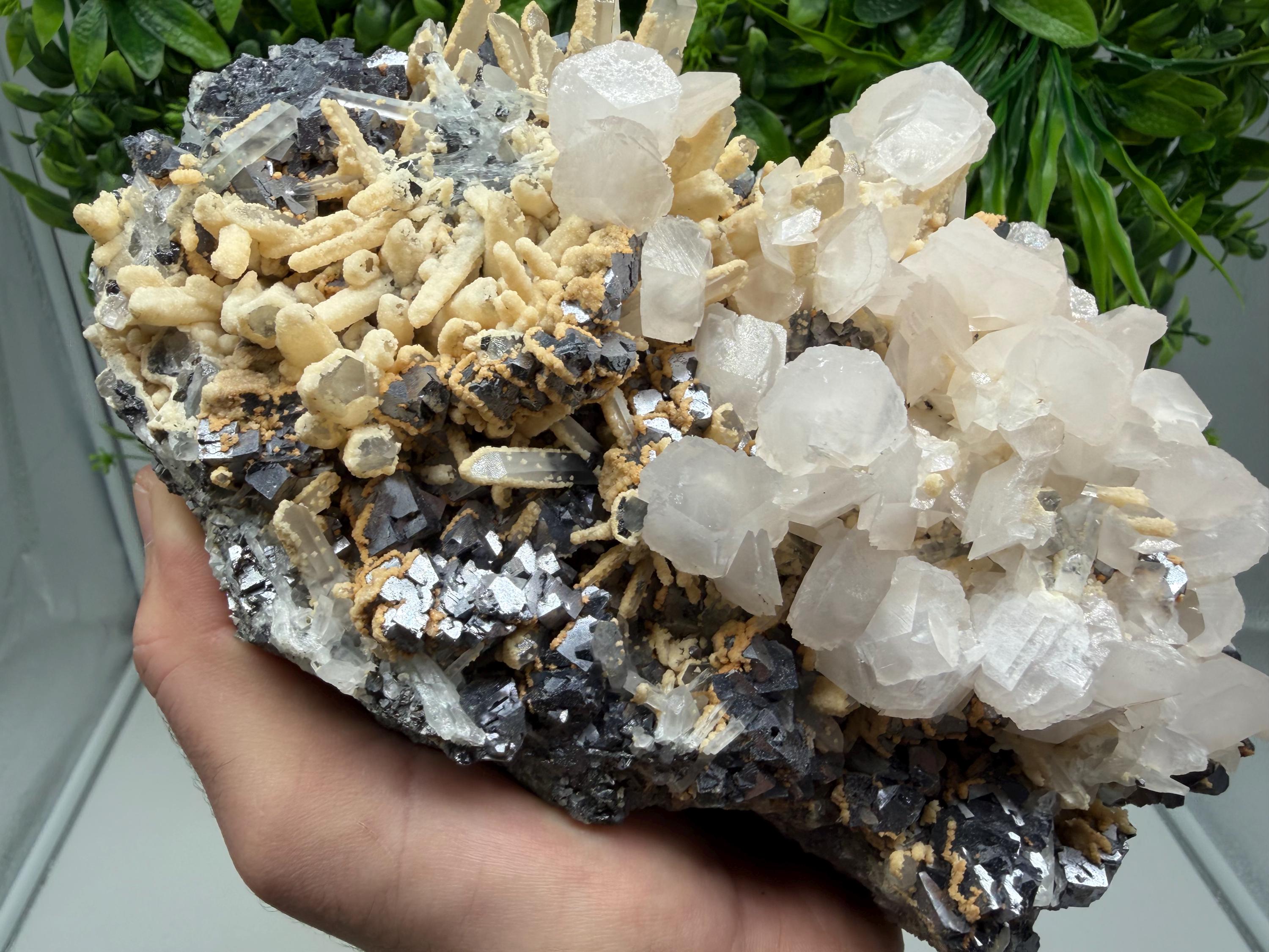 Collected Skeletal GALENA,Sphalerite,Quartz,Calcite from Krushev dol mine,Madan,Bulgaria,natural,collectible mineral specimen home decor