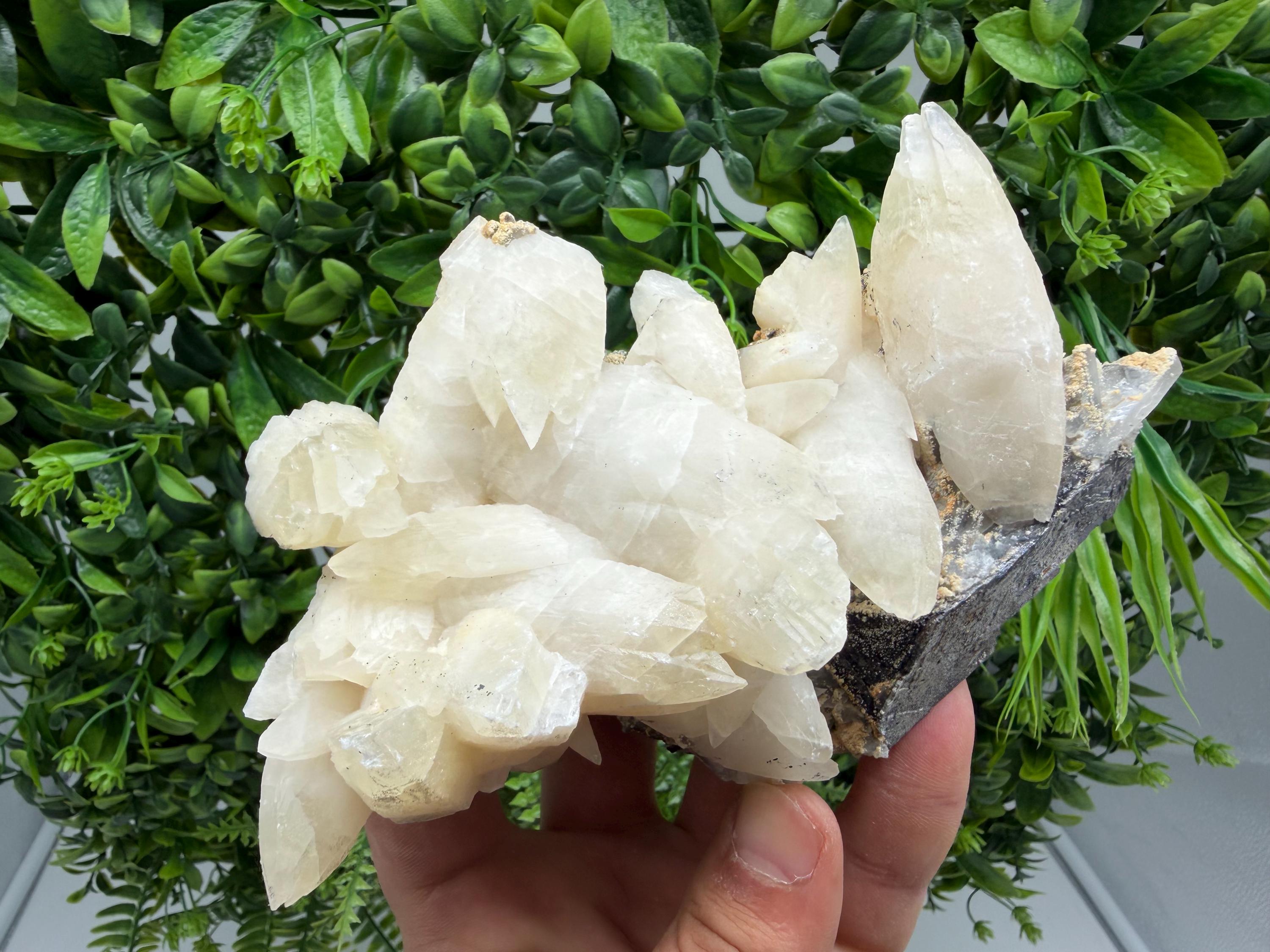 Calcite on Green Quartz: Laki Bulgaria Healing Crystal