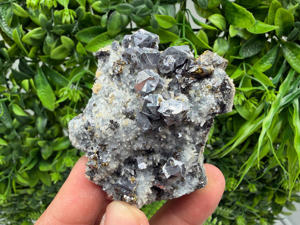 Sphalerite Cleiopfane on Quartz Mineral Specimen, Krushev Dol Mine, Bulgaria Home Decor Stone