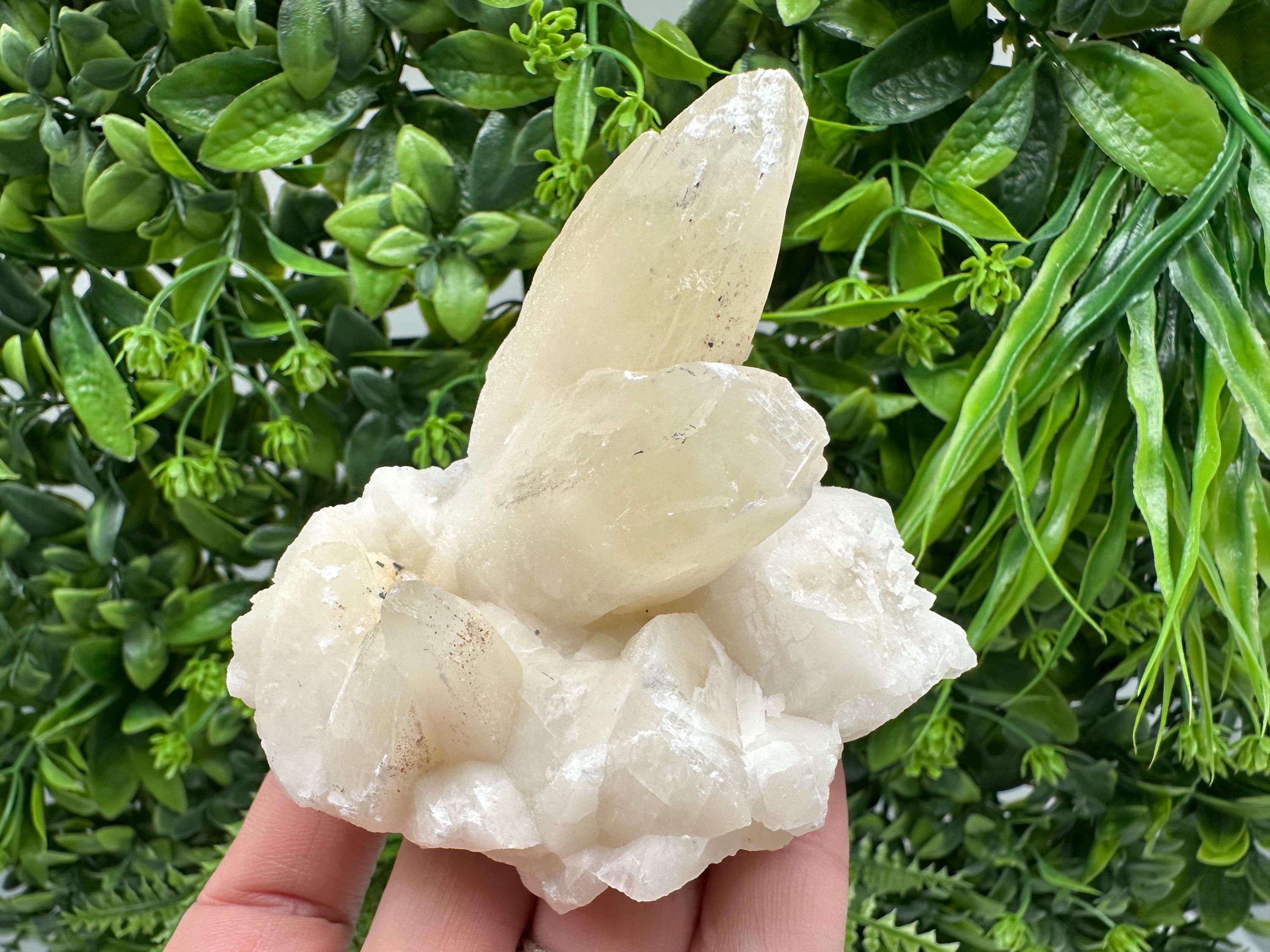 Calcite on Green Quartz: Laki Bulgaria Healing Crystal