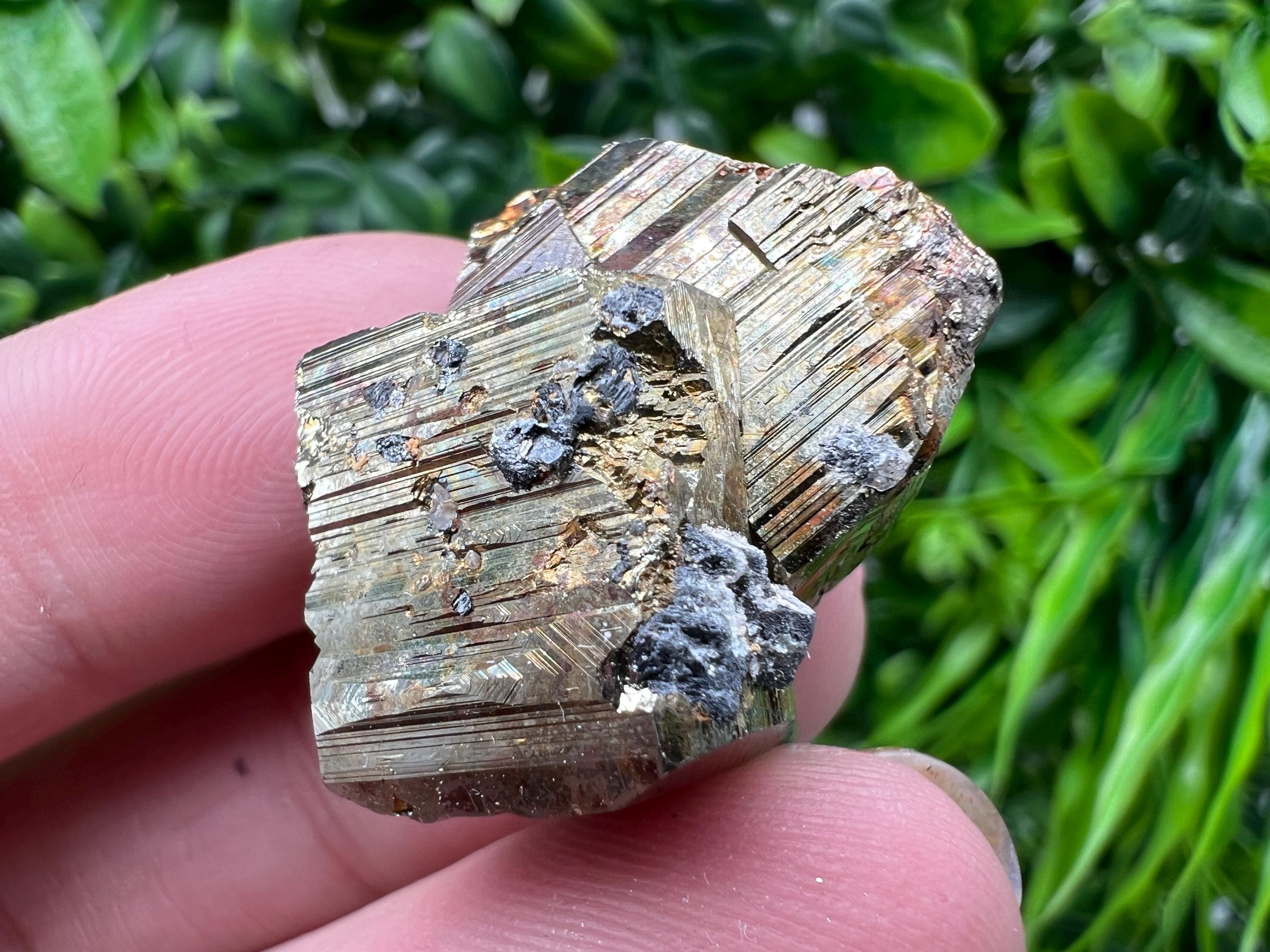 Rainbow Pyrite with Calcite, Natural Crystal Mineral Souvenir