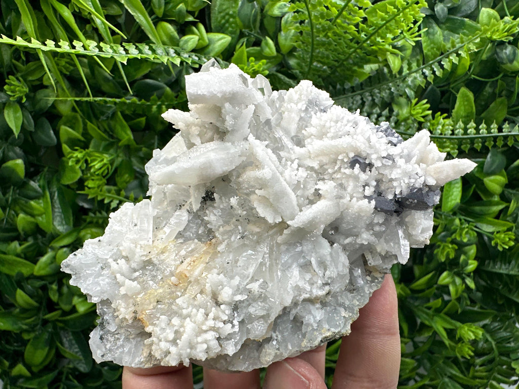 Calcite on Quartz with Galena, Borieva Mine Mineral Specimen