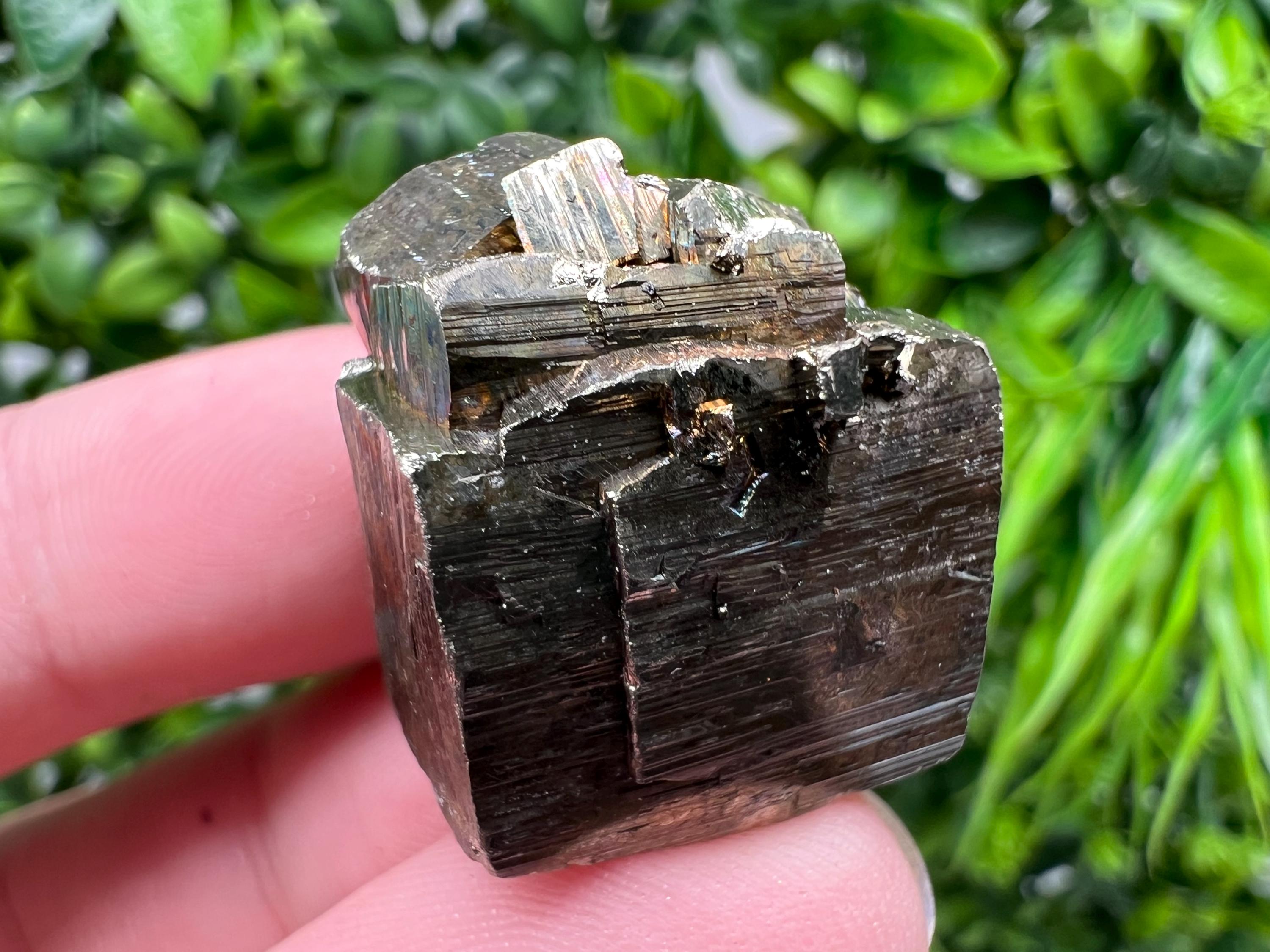 Rainbow Pyrite with Calcite, Natural Minerals from Borieva Bulgaria