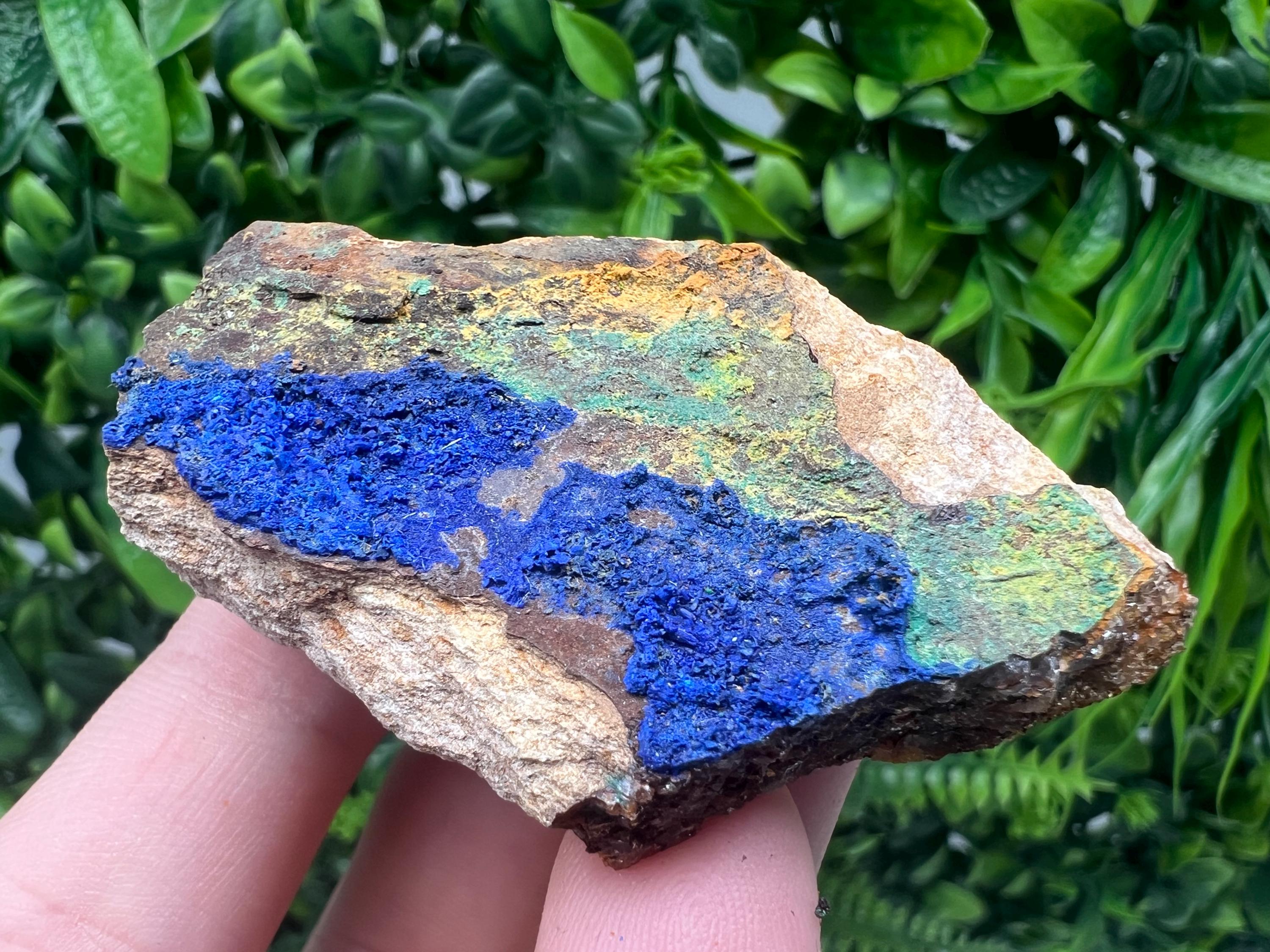 Azurite Malachite Mineral Specimen: Moroccan Blue-Green Crystal, Collector Stone