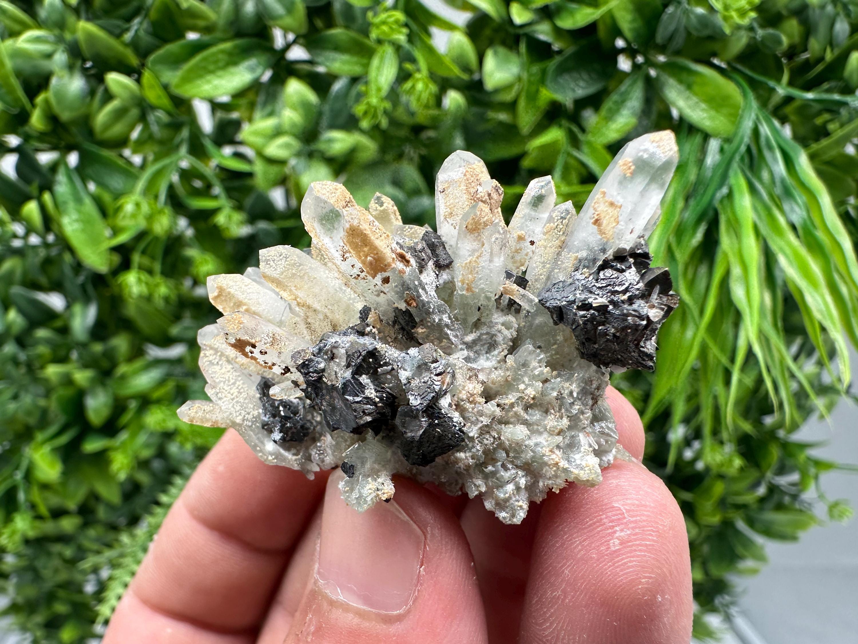 Wonderful Sphalerite Chalcopyrite on Green Quartz whit Hematite feom 9 th September mine,Bulgaria,natural,collection mineral specimen,gift