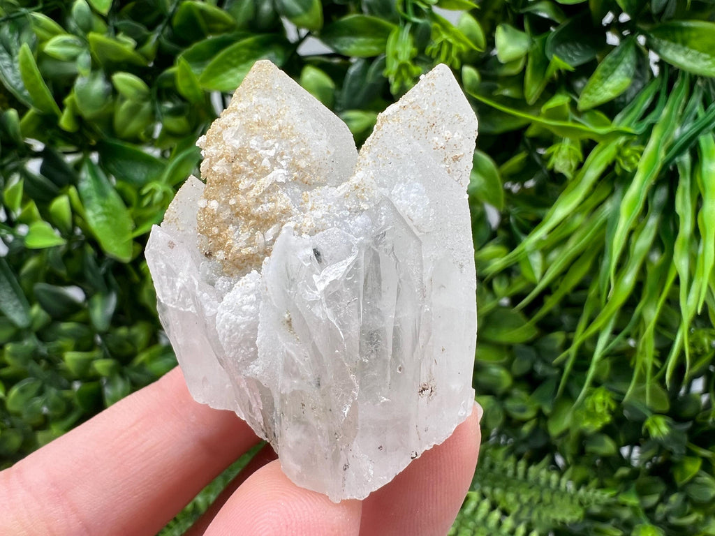 Calcite on Green Quartz Crystal, Djurcovo Mine, Bulgaria