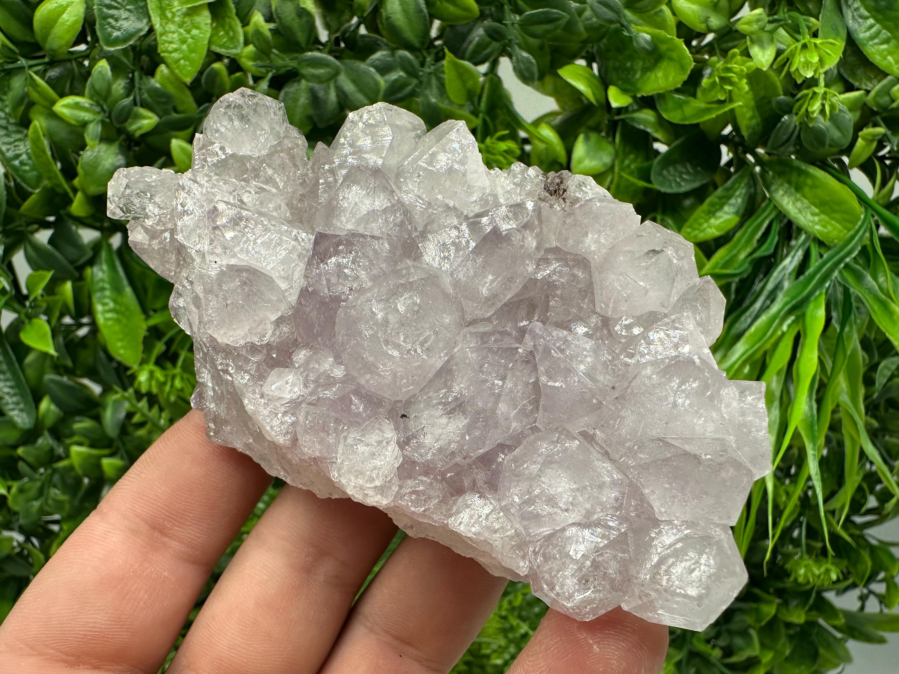 Natural Calcite on Quartz with Amethyst and Chlorite, Rare Mineral Specimen